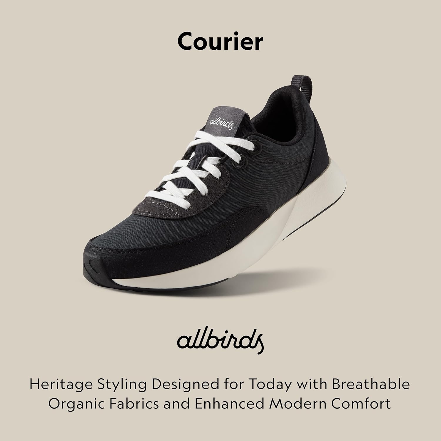 image:imageAllbirds Mens Courier Lightweight RetroInspired Everyday SneakerDark Grey Natural Black Natural White Sole