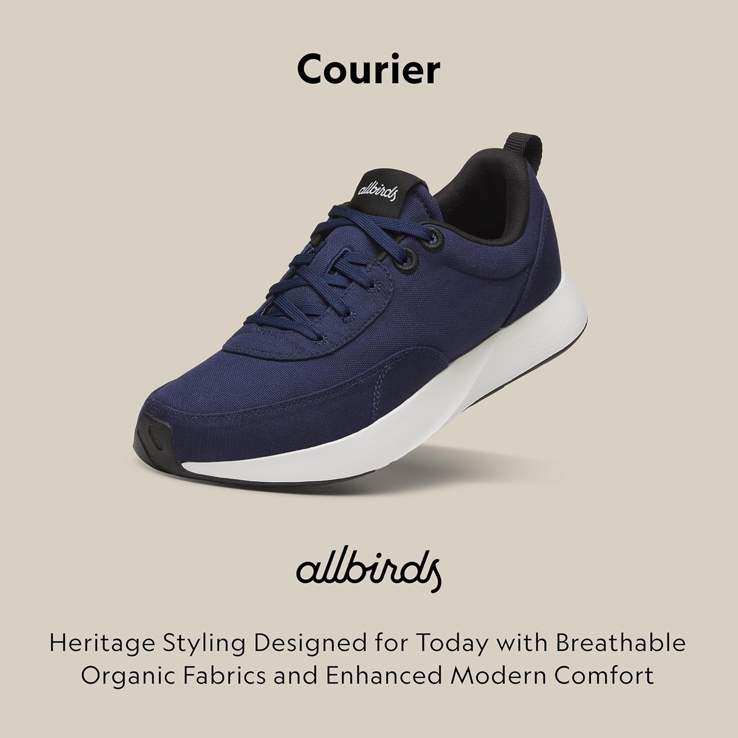 image:imageAllbirds Mens Courier Lightweight RetroInspired Everyday SneakerDeep Navy Natural White Sole