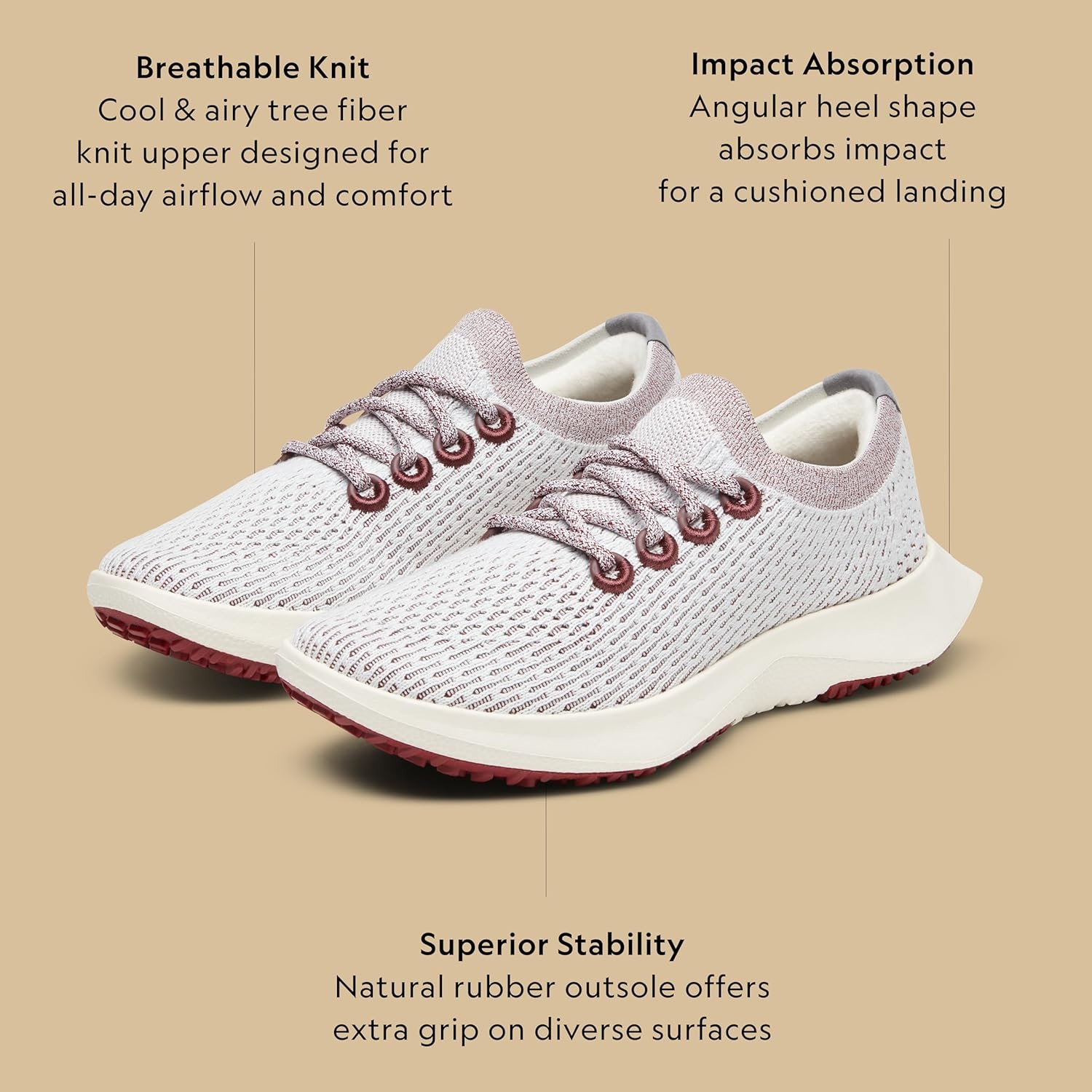 image:imageAllbirds Mens Tree Dasher 2 Active Running amp Walking SneakersBlizzard Thunder Red Natural White Sole