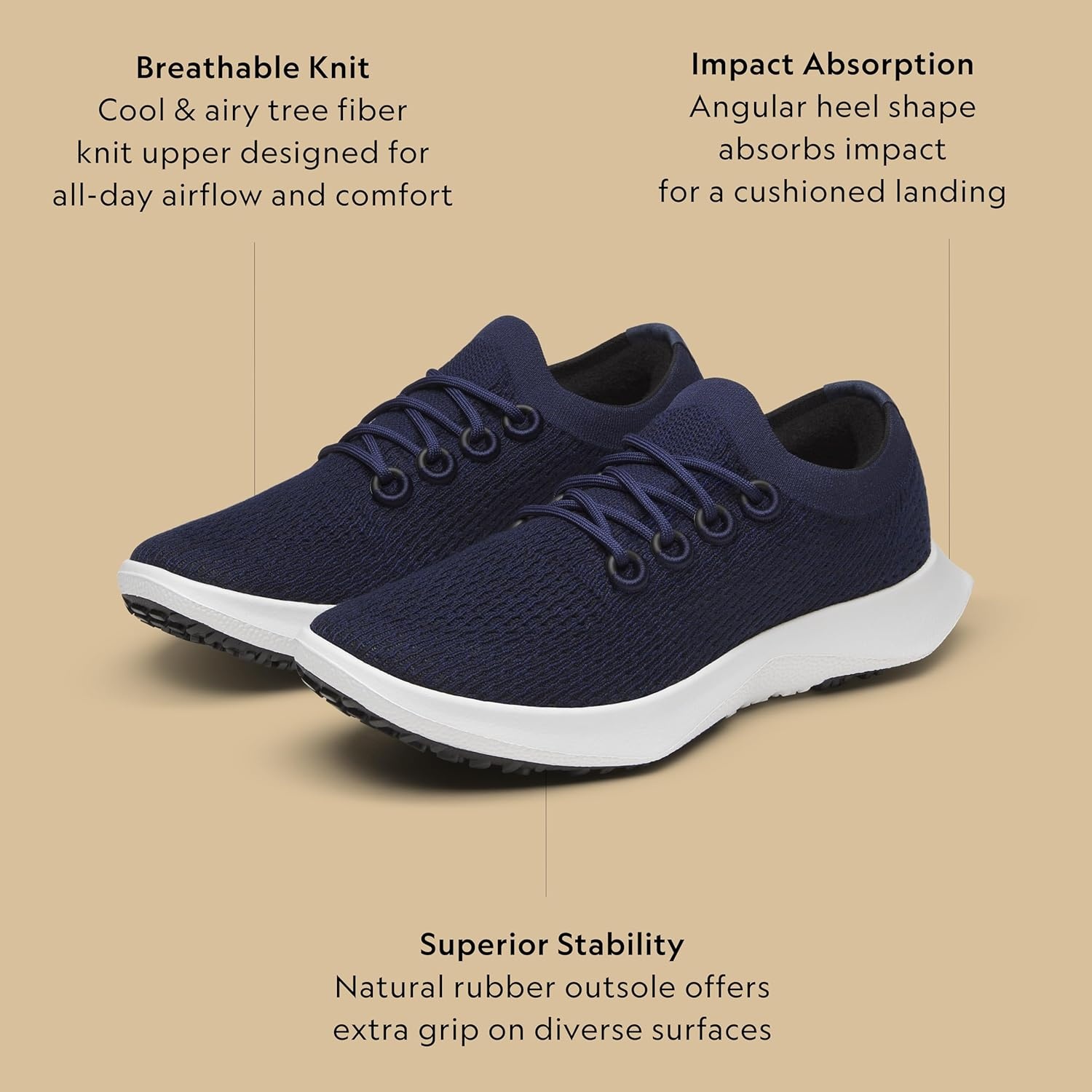 image:imageAllbirds Mens Tree Dasher 2 Active Running amp Walking SneakersDeep Navy Blizzard Sole