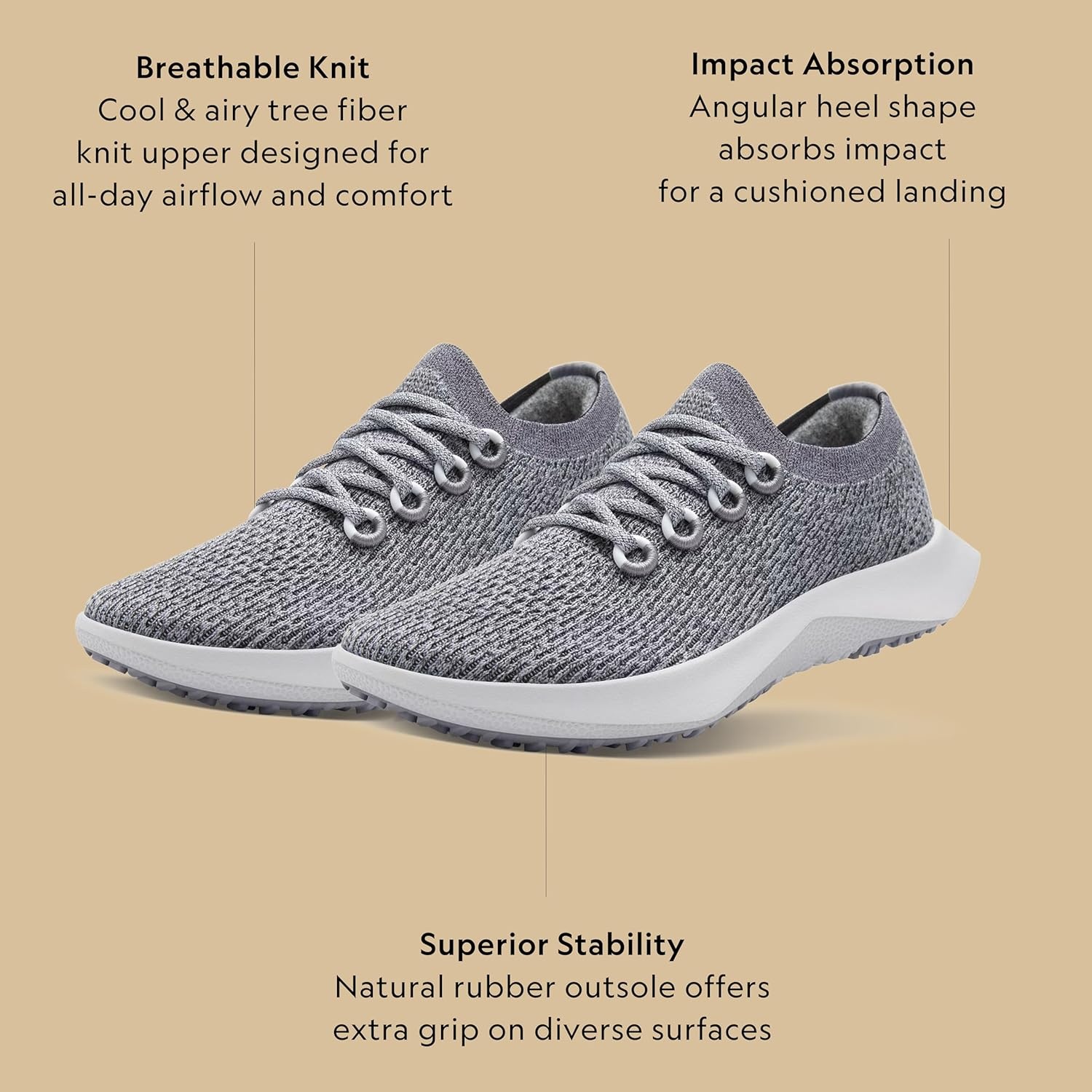 image:imageAllbirds Mens Tree Dasher 2 Active Running amp Walking SneakersMedium Grey Light Grey Sole