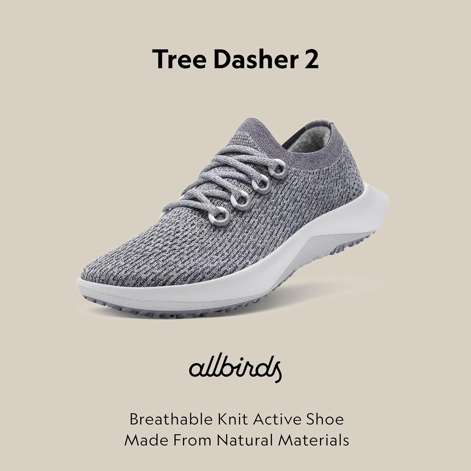 image:imageAllbirds Mens Tree Dasher 2 Active Running amp Walking SneakersMedium Grey Light Grey Sole