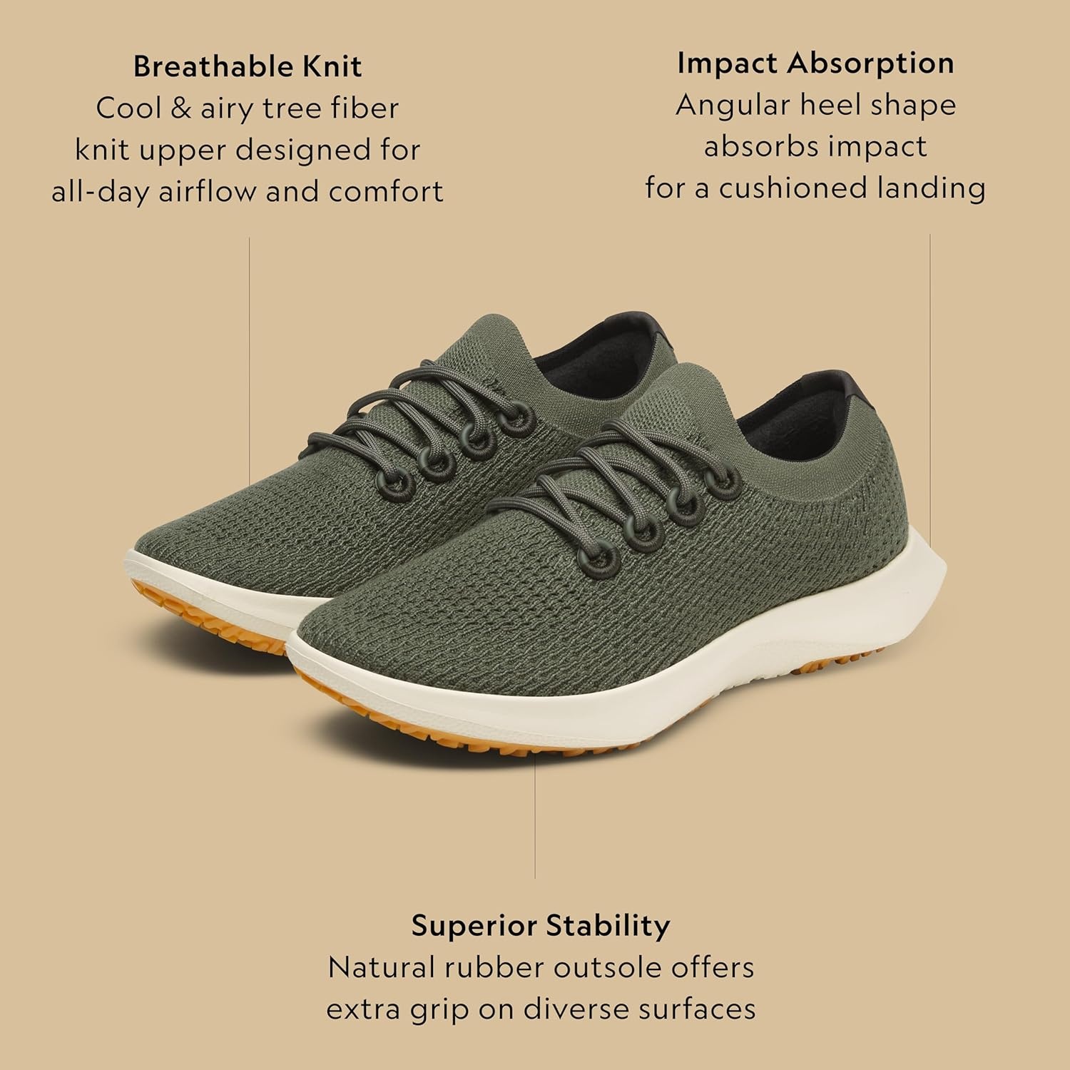 image:imageAllbirds Mens Tree Dasher 2 Active Running amp Walking SneakersThunder Green Stony Cream