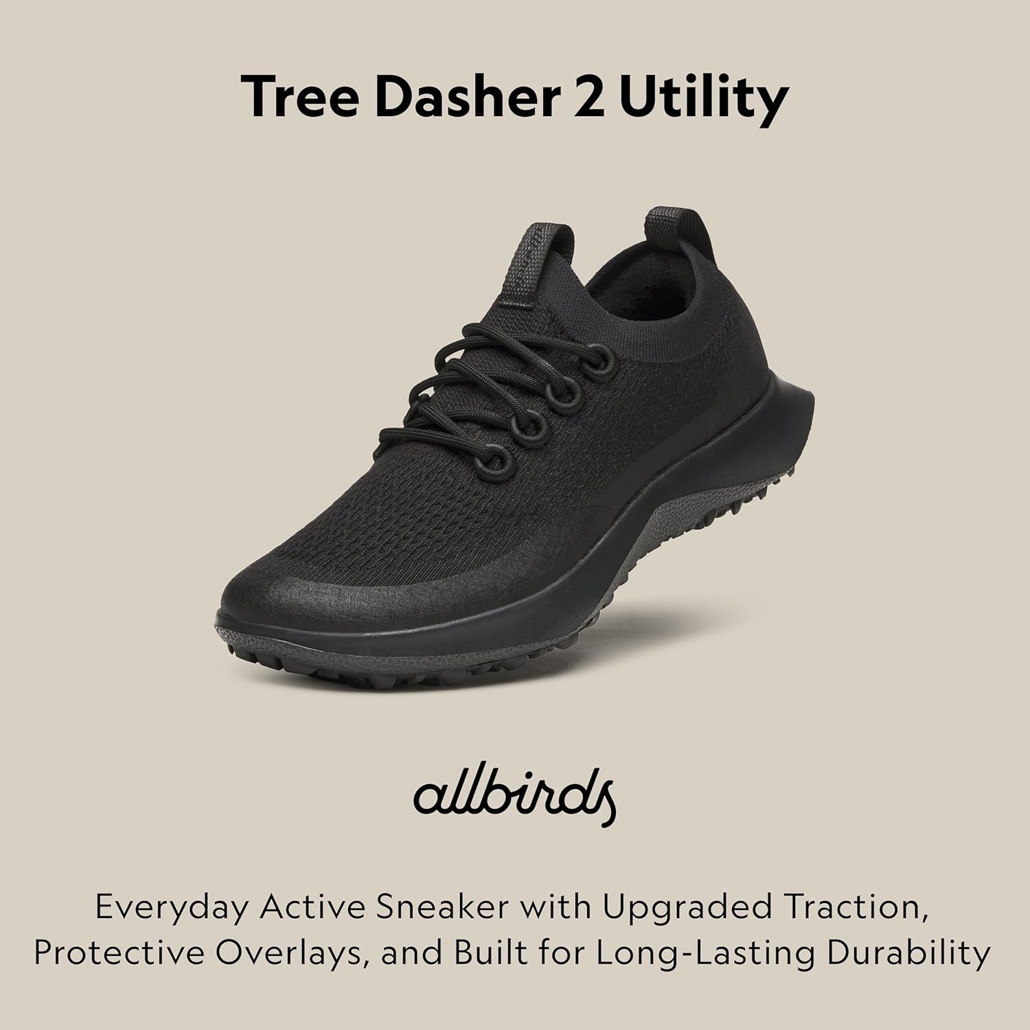 image:imageAllbirds Mens Tree Dasher 2 Utility TrailReady Active SneakerNatural Black Natural Black Sole