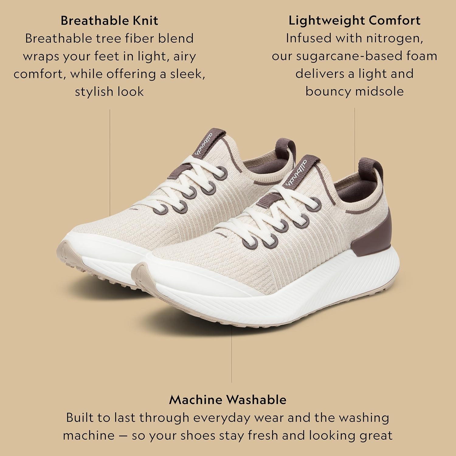 image:imageAllbirds Mens Tree Glider Everyday Active SneakersNatural White Blizzard Sole