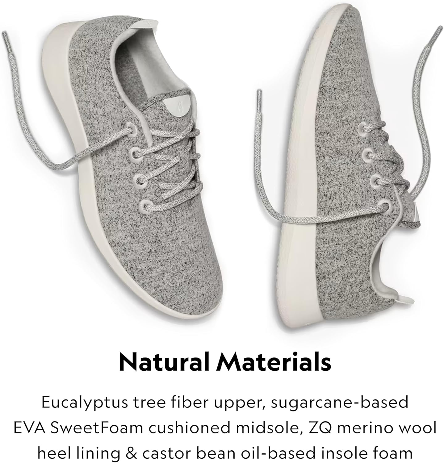 image:imageAllbirds Mens Wool Runner Everyday Sneakers Machine Washable Shoe Made with Natural MaterialsDapple Grey Cream Sole