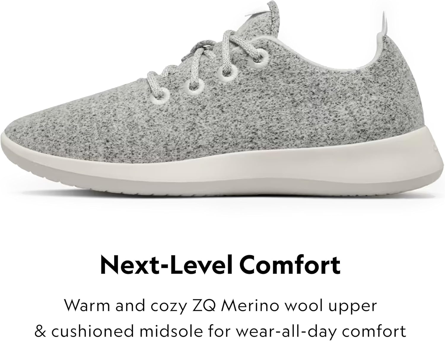 image:imageAllbirds Mens Wool Runner Everyday Sneakers Machine Washable Shoe Made with Natural MaterialsDapple Grey Cream Sole
