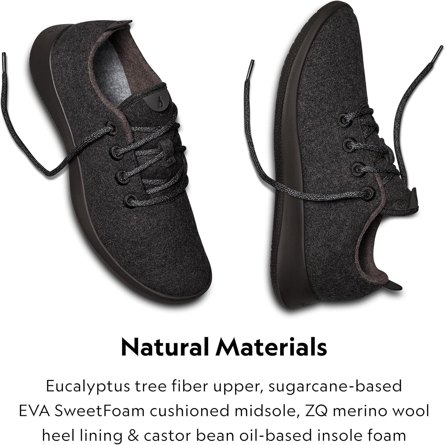 image:imageAllbirds Mens Wool Runner Everyday Sneakers Machine Washable Shoe Made with Natural MaterialsNatural Black Black Sole