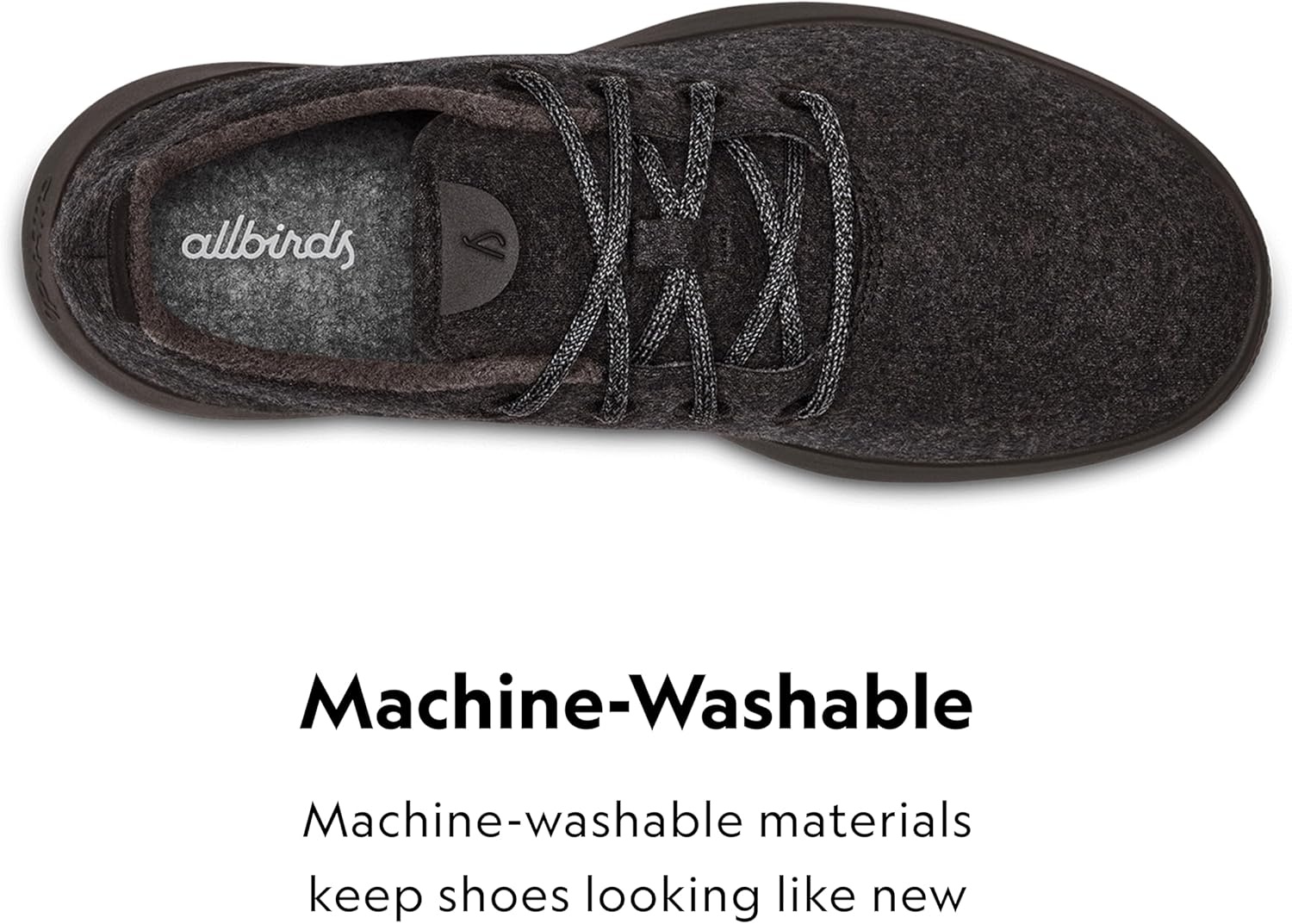 image:imageAllbirds Mens Wool Runner Everyday Sneakers Machine Washable Shoe Made with Natural MaterialsNatural Black Black Sole