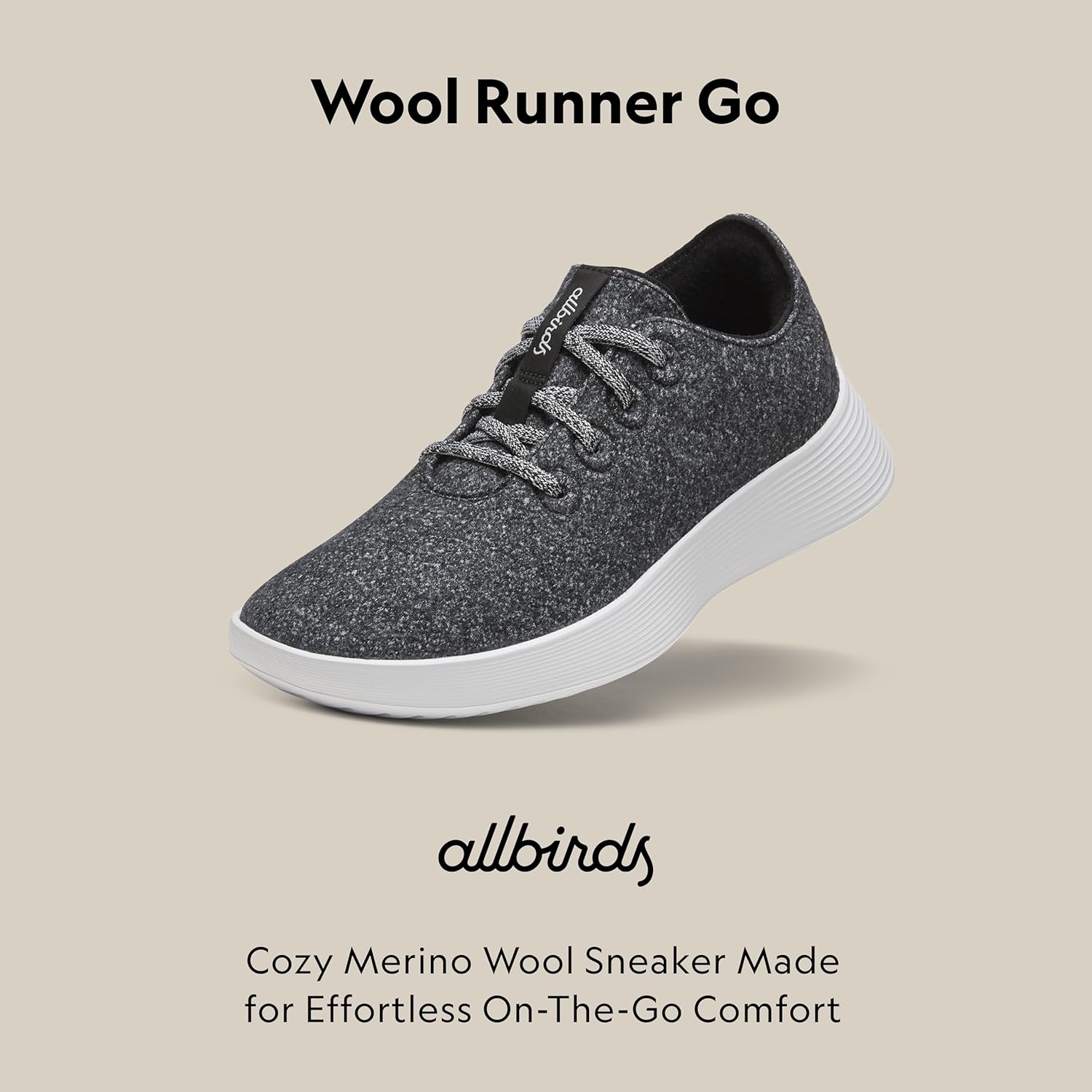 image:imageAllbirds Mens Wool Runner Go Breathable Merino Wool SneakersDark Grey Light Grey Sole