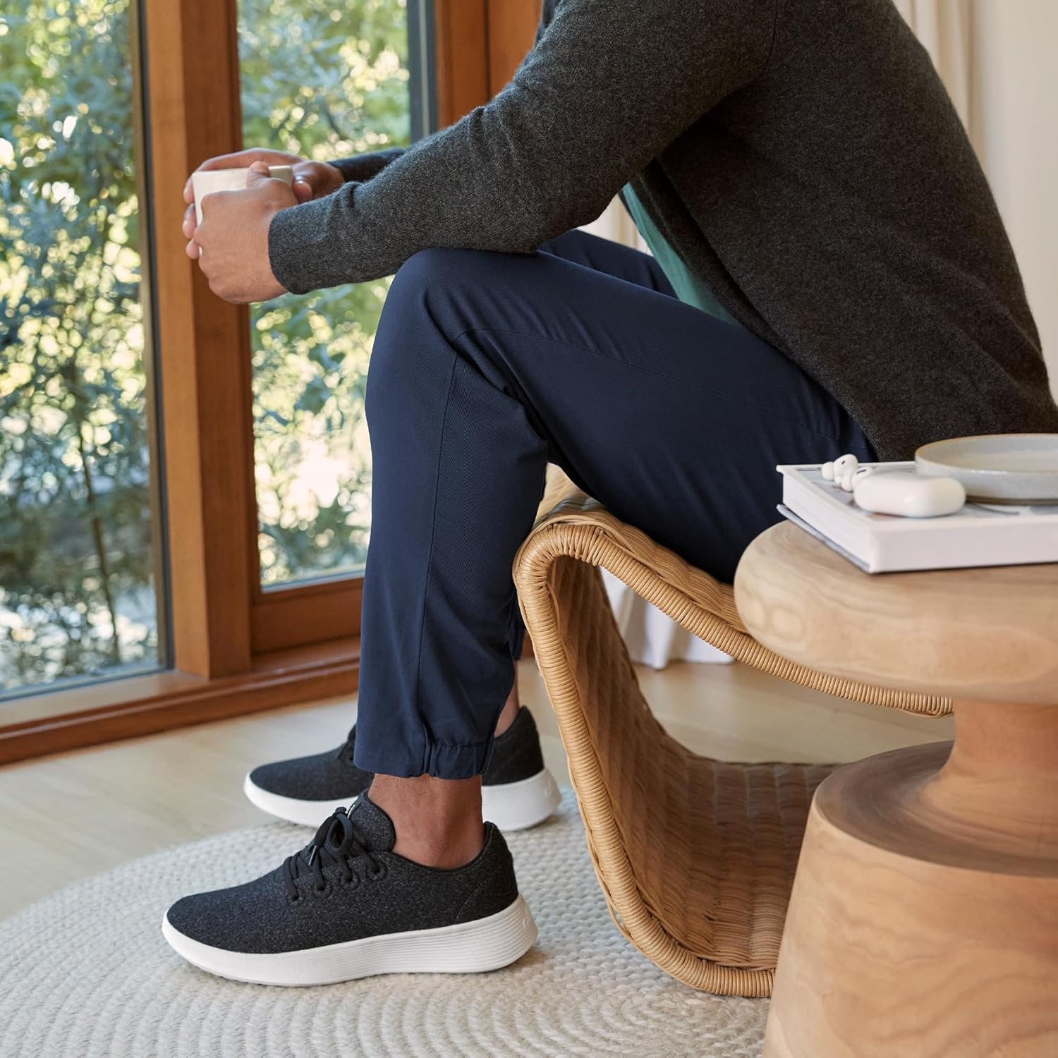 image:imageAllbirds Mens Wool Runner Go Breathable Merino Wool SneakersDark Grey Light Grey Sole