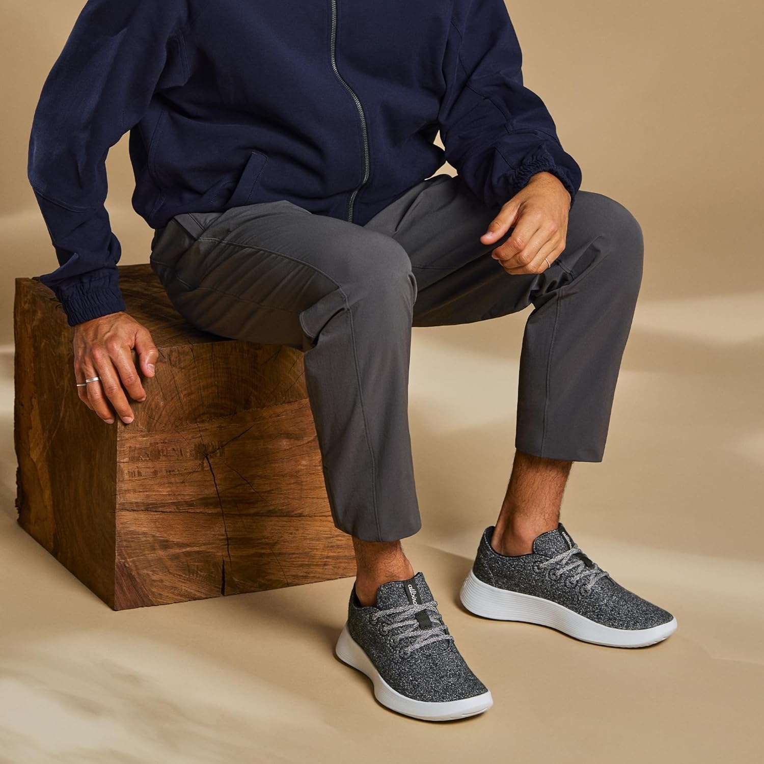 image:imageAllbirds Mens Wool Runner Go Breathable Merino Wool SneakersDark Grey Light Grey Sole