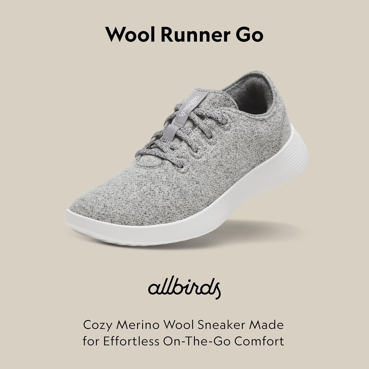 image:imageAllbirds Mens Wool Runner Go Breathable Merino Wool SneakersMedium Grey Blizzard Sole