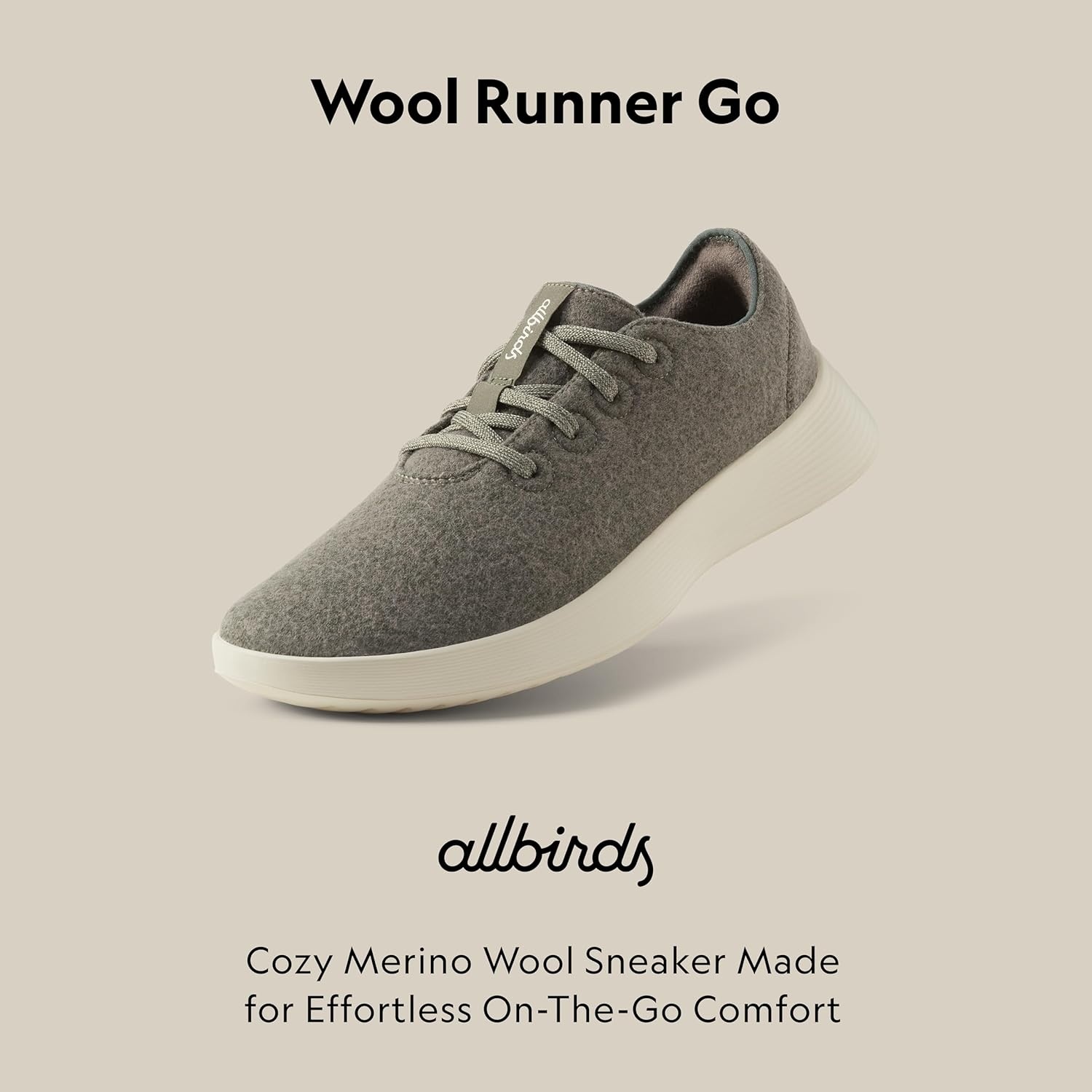 image:imageAllbirds Mens Wool Runner Go Breathable Merino Wool SneakersRugged Green Stony Cream Sole