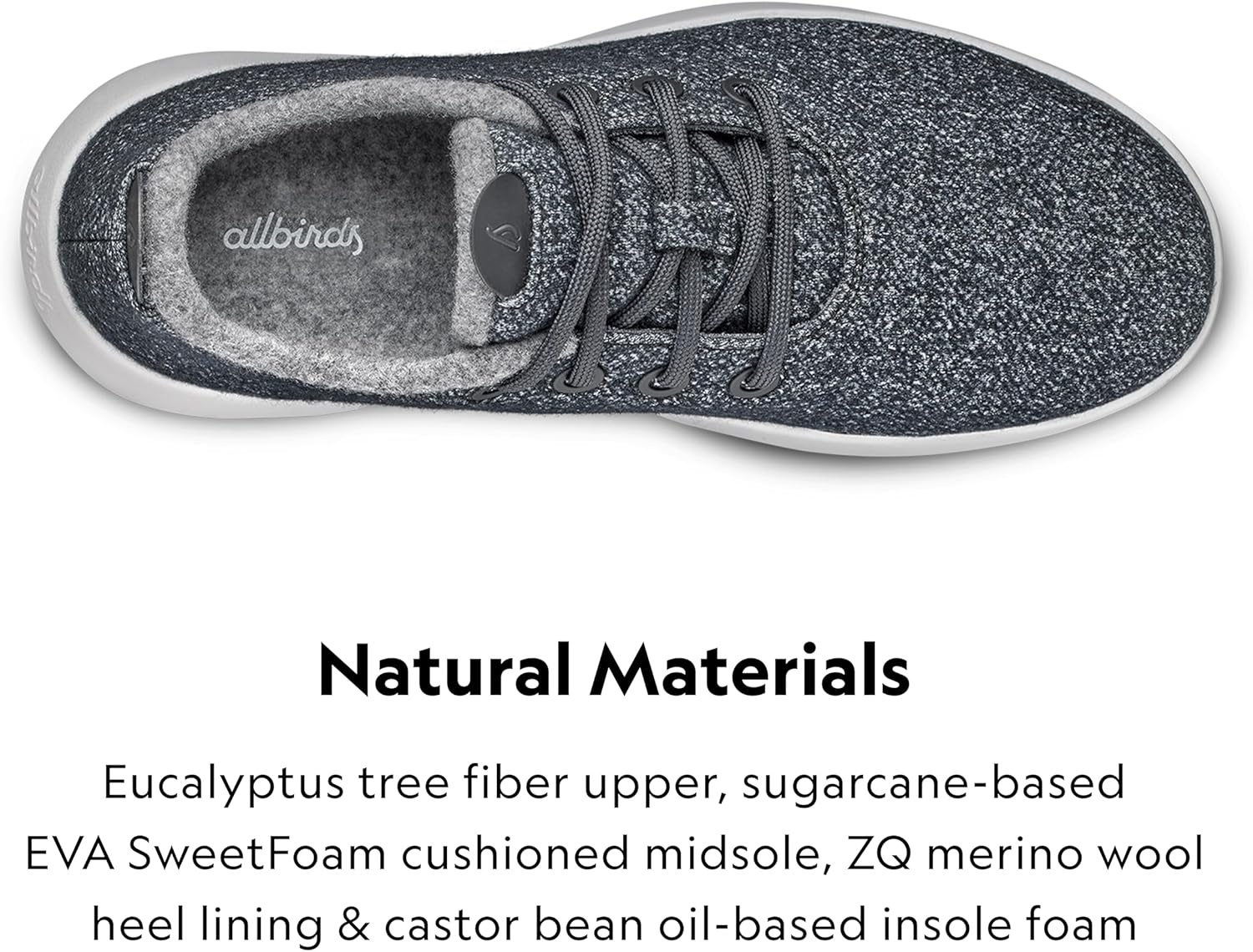 image:imageAllbirds Mens Wool Runner Mizzle WaterRepellent Breathable Casual Walking Sneakers Made with EcoFriendly Merino WoolDark Grey Light Grey Sole