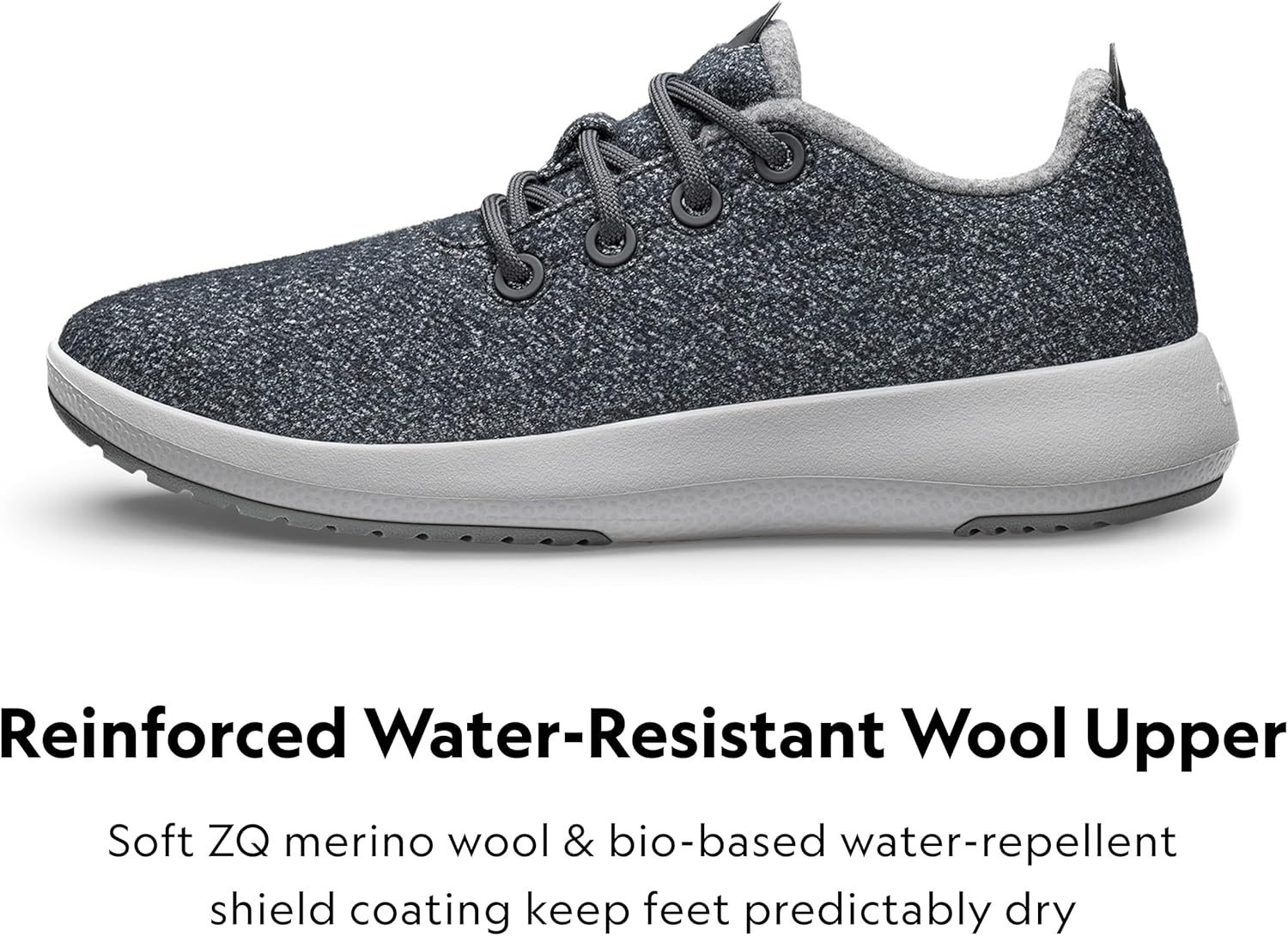 image:imageAllbirds Mens Wool Runner Mizzle WaterRepellent Breathable Casual Walking Sneakers Made with EcoFriendly Merino WoolDark Grey Light Grey Sole