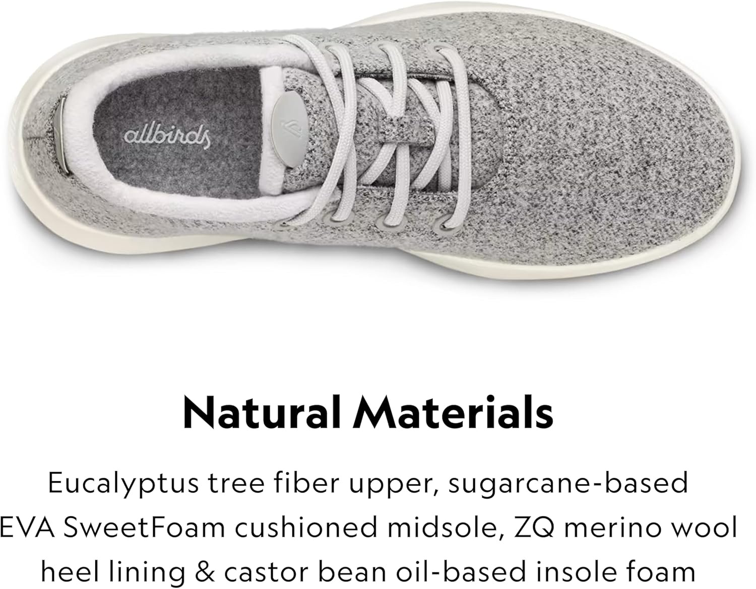 image:imageAllbirds Mens Wool Runner Mizzle WaterRepellent Breathable Casual Walking Sneakers Made with EcoFriendly Merino WoolLight Grey Natural White Sole