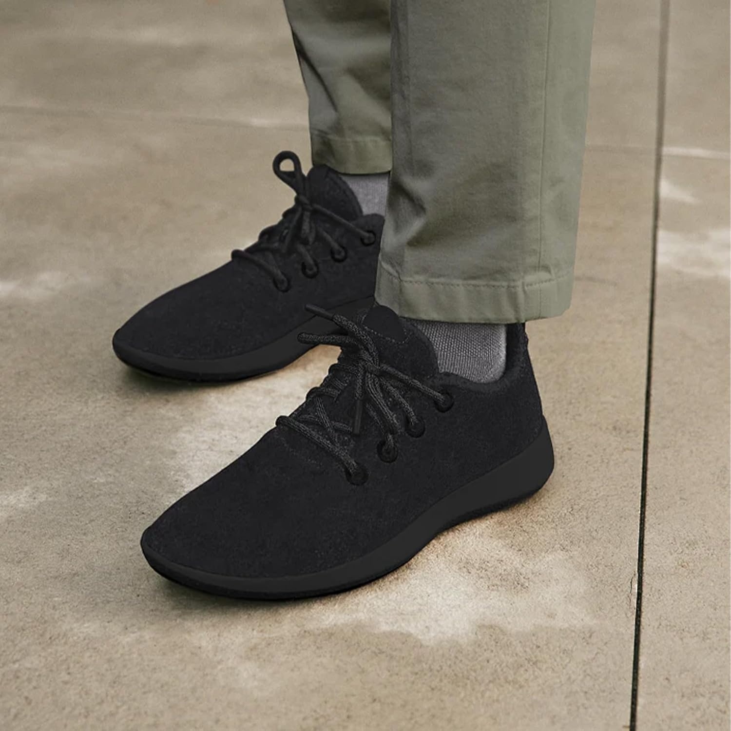 image:imageAllbirds Mens Wool Runner Mizzle WaterRepellent Breathable Casual Walking Sneakers Made with EcoFriendly Merino WoolLight Grey Natural White Sole