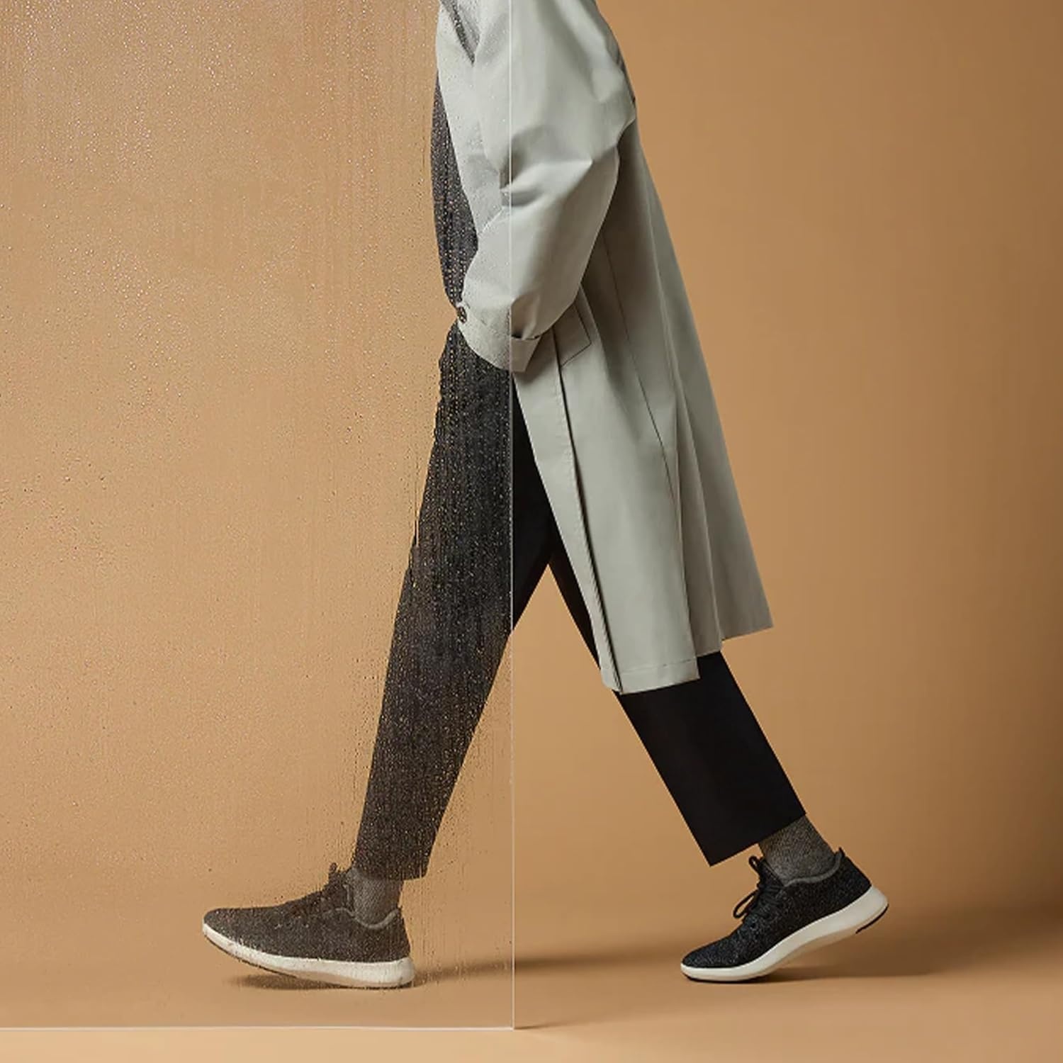 image:imageAllbirds Mens Wool Runner Mizzle WaterRepellent Breathable Casual Walking Sneakers Made with EcoFriendly Merino WoolNatural Black Natural White Sole