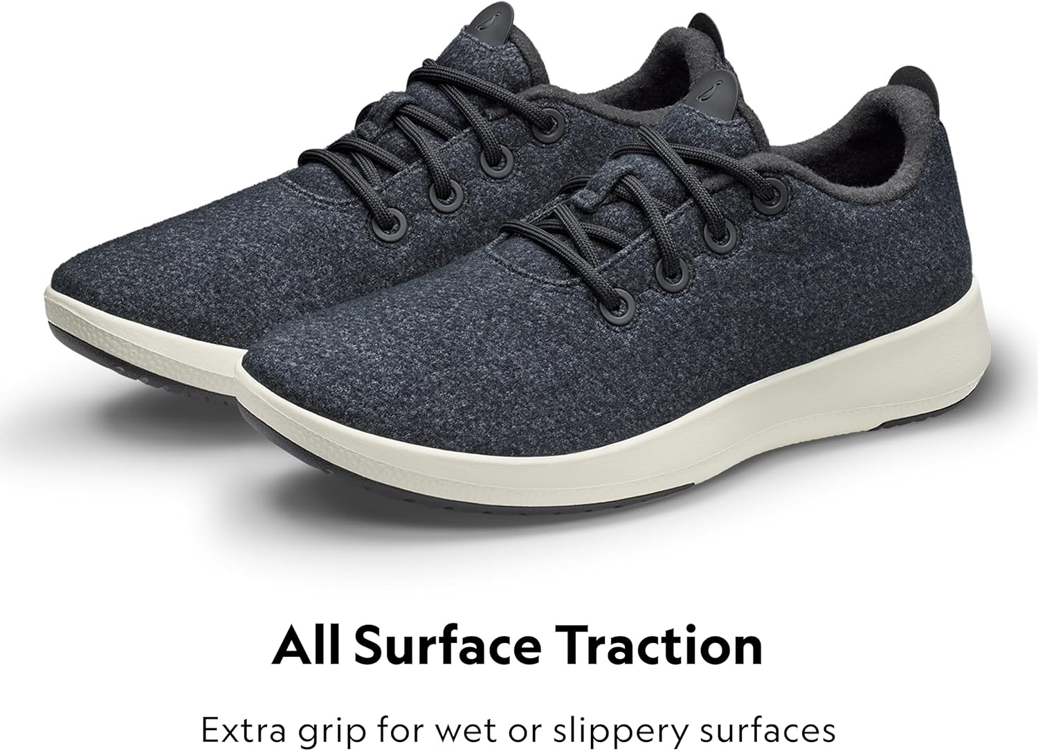 image:imageAllbirds Mens Wool Runner Mizzle WaterRepellent Breathable Casual Walking Sneakers Made with EcoFriendly Merino WoolNatural Black Natural White Sole
