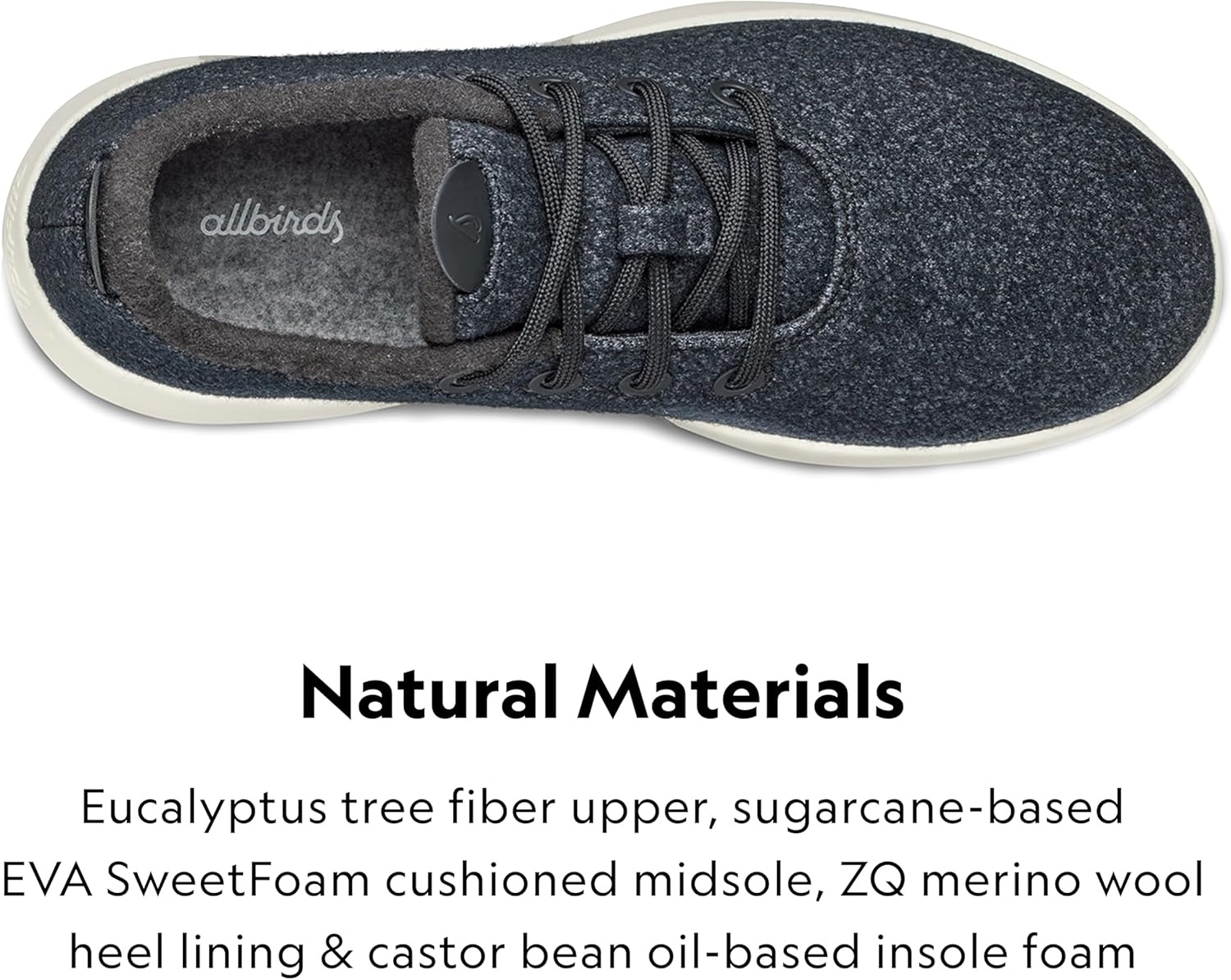 image:imageAllbirds Mens Wool Runner Mizzle WaterRepellent Breathable Casual Walking Sneakers Made with EcoFriendly Merino WoolNatural Black Natural White Sole