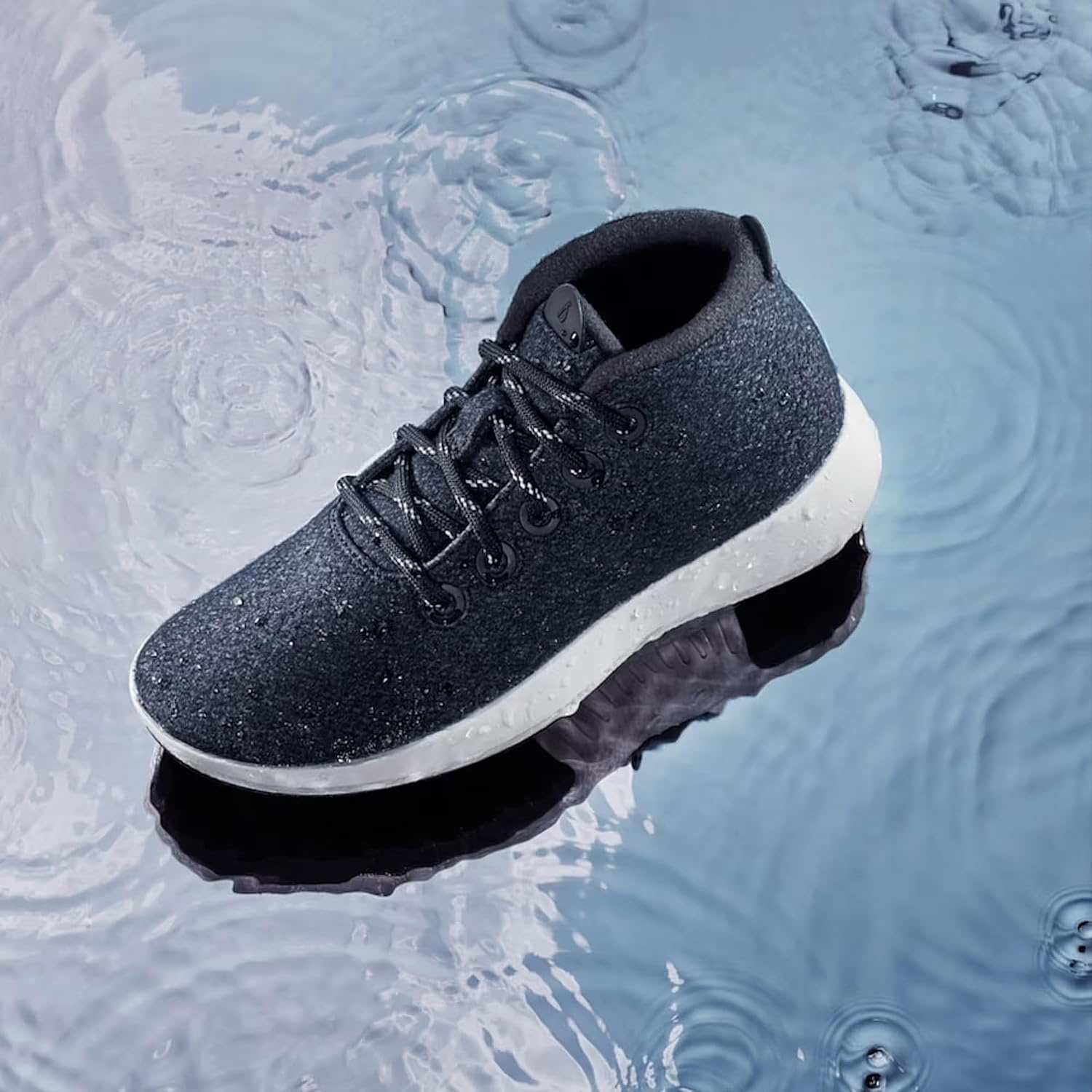 image:imageAllbirds Mens Wool Runnerup Mizzle WaterRepellent HighTop Wool SneakersDark Grey Natural White Sole