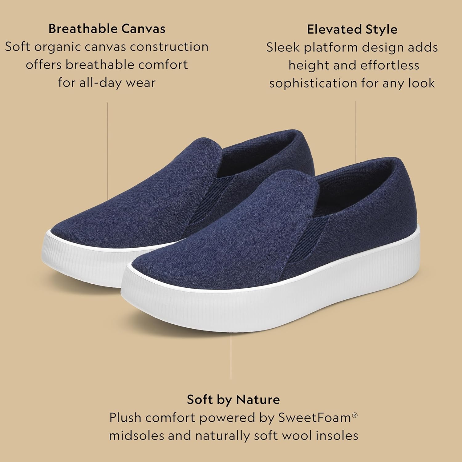 image:imageAllbirds Womens Lounger Lift SlipOn Platform Sneaker Everyday Casual ShoesDeep Navy Blizzard Sole