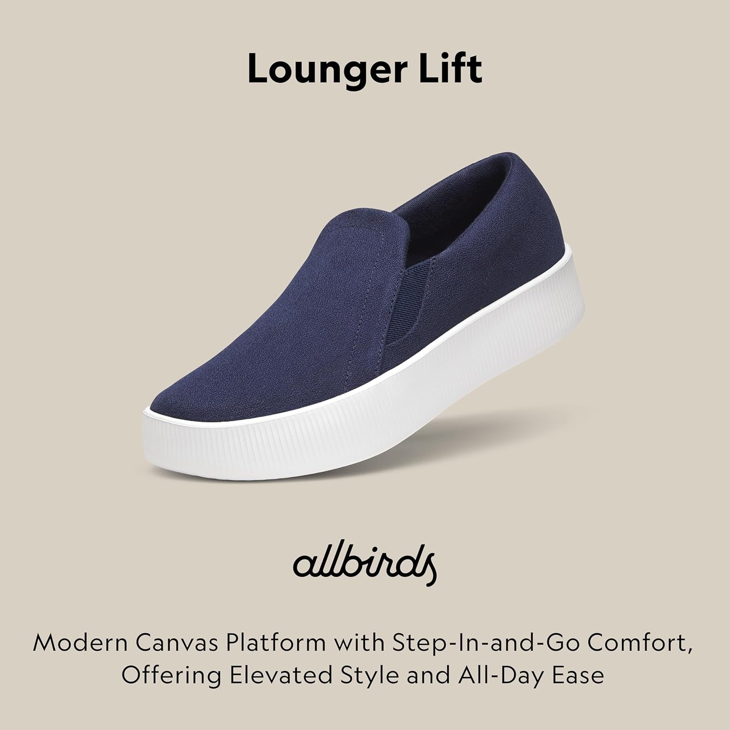 image:imageAllbirds Womens Lounger Lift SlipOn Platform Sneaker Everyday Casual ShoesDeep Navy Blizzard Sole