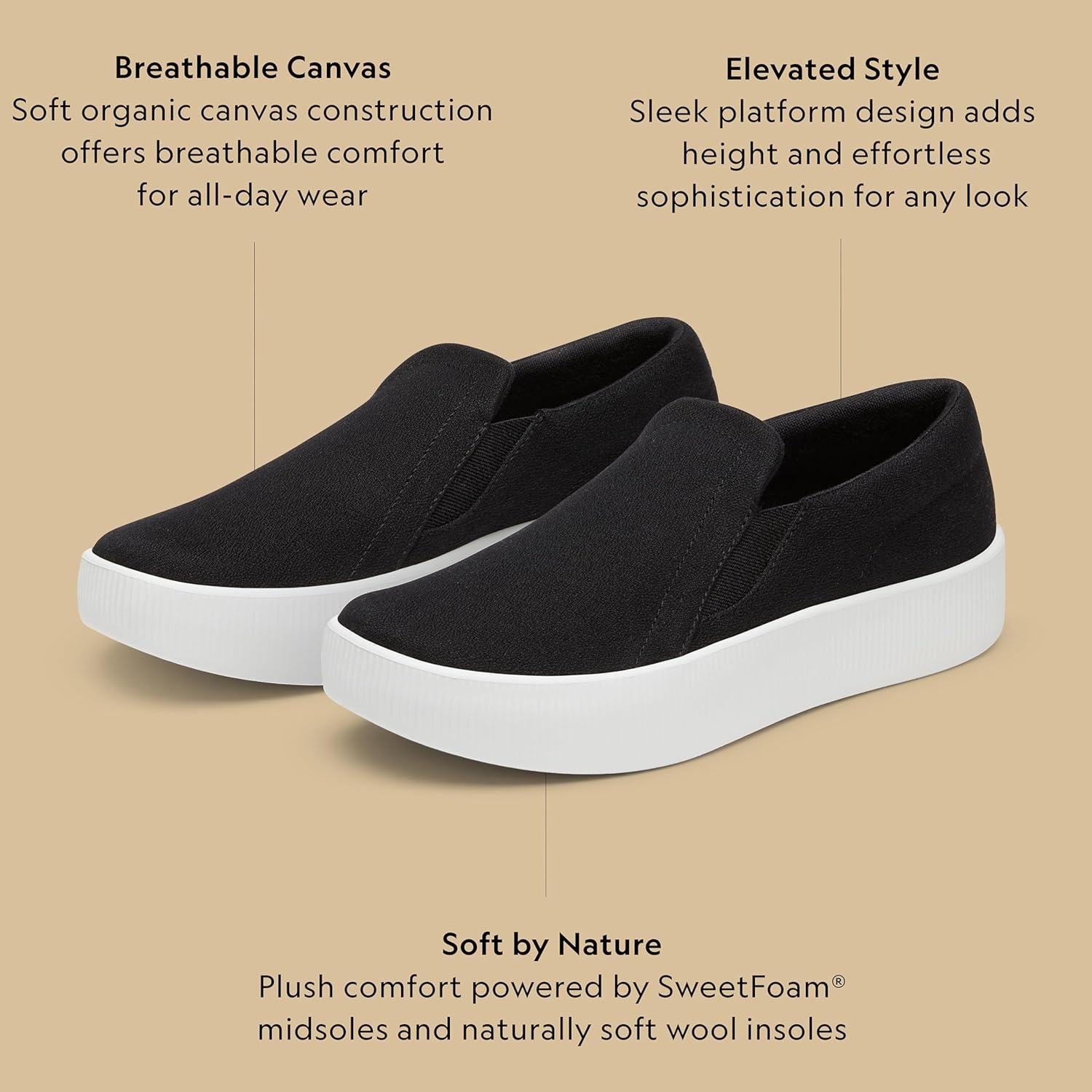 image:imageAllbirds Womens Lounger Lift SlipOn Platform Sneaker Everyday Casual ShoesNatural Black Blizzard Sole
