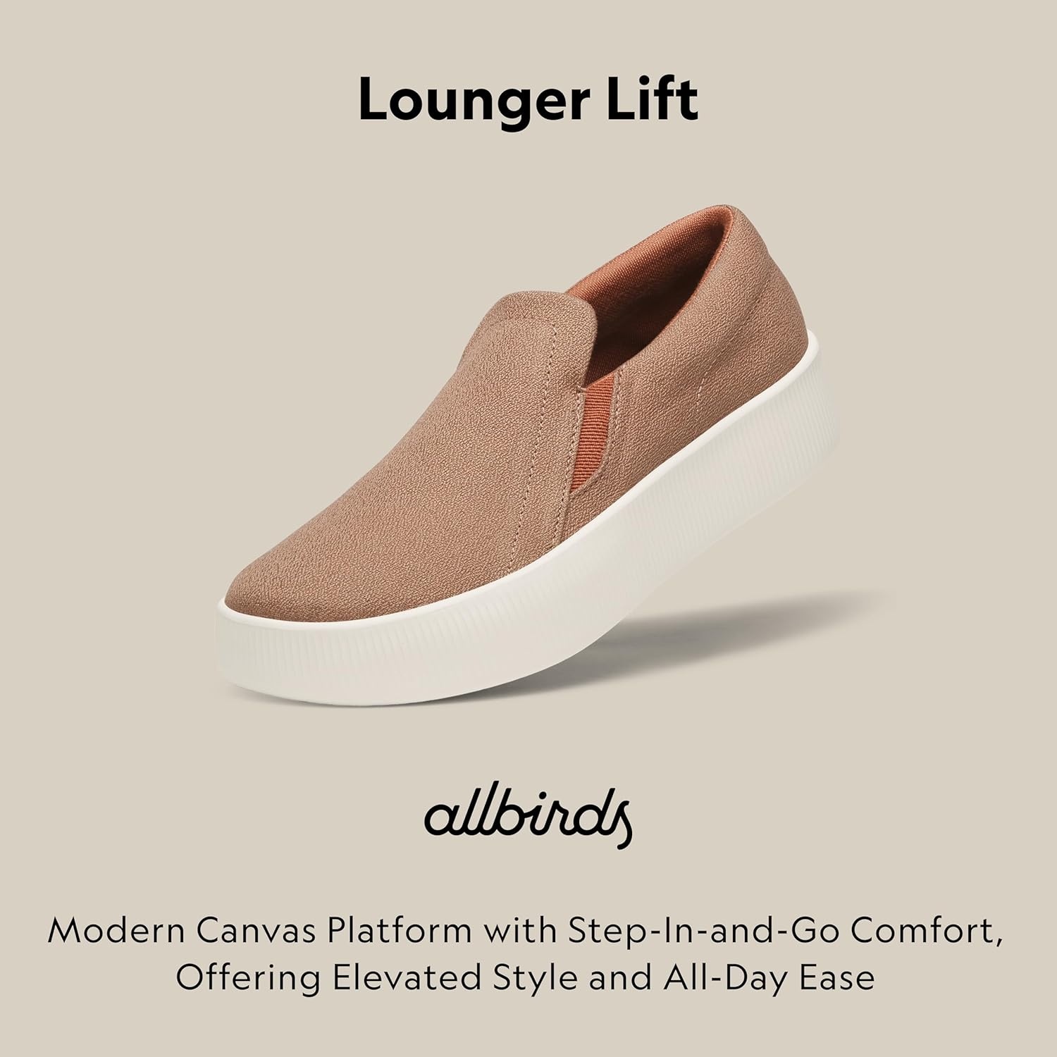 image:imageAllbirds Womens Lounger Lift SlipOn Platform Sneaker Everyday Casual ShoesTaupe Blush Natural White Sole