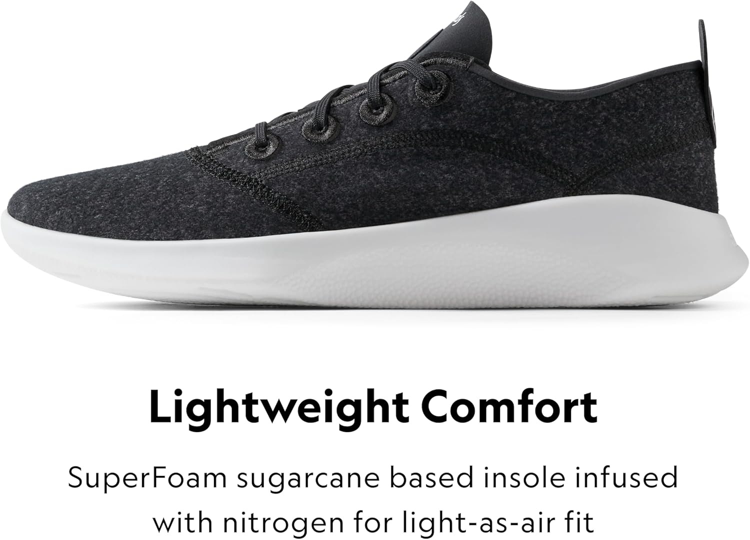 image:imageAllbirds Womens Superlight Wool Runner Casual SneakersNatural Black Blizzard Sole