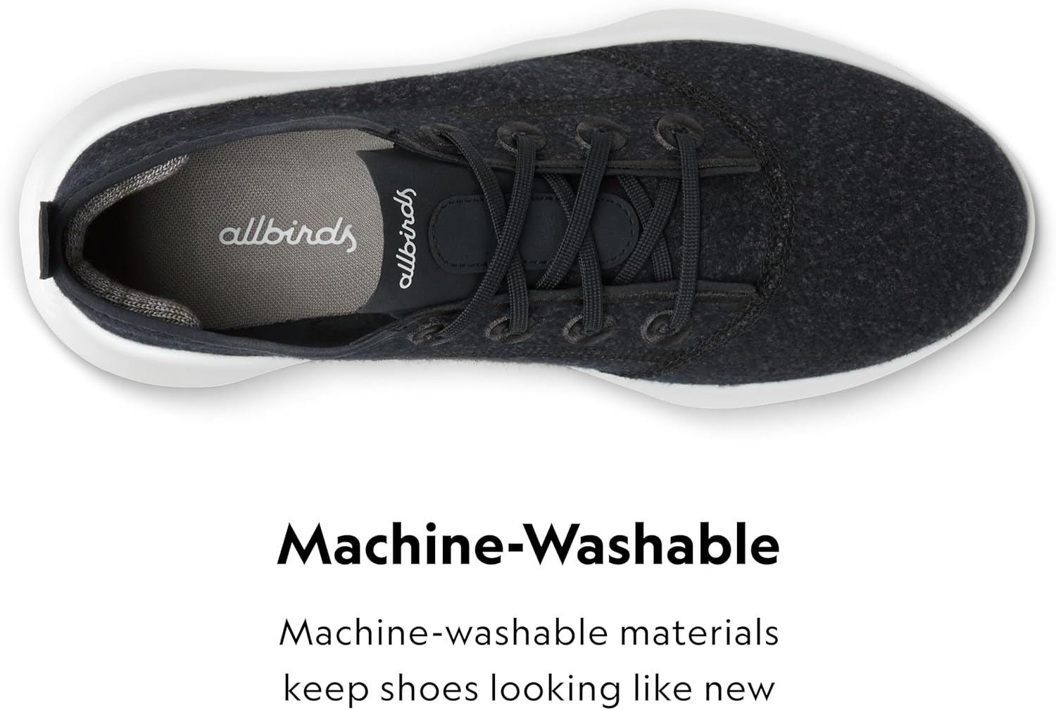 image:imageAllbirds Womens Superlight Wool Runner Casual SneakersNatural Black Blizzard Sole