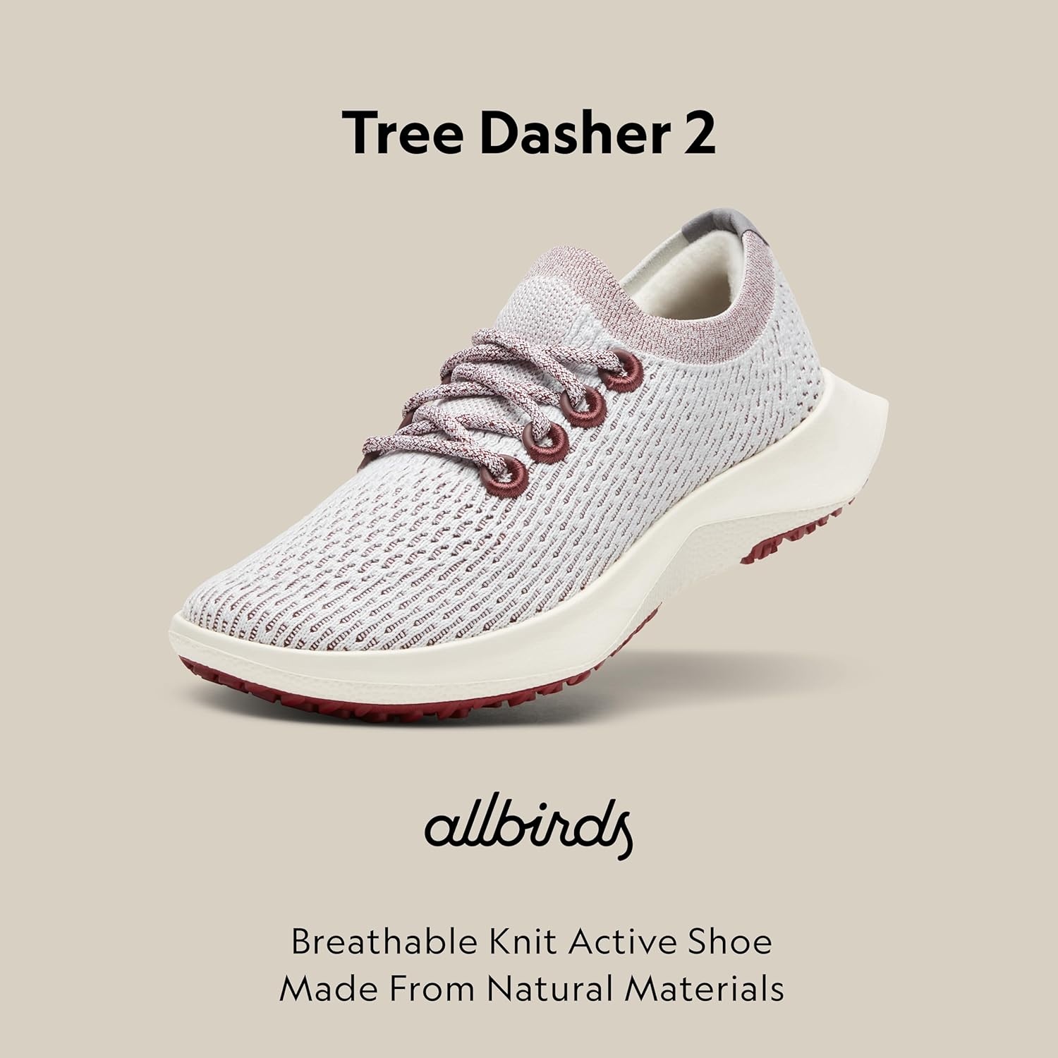 image:imageAllbirds Womens Tree Dasher 2 Active Running amp Walking SneakersBlizzard Thunder Red Natural White Sole