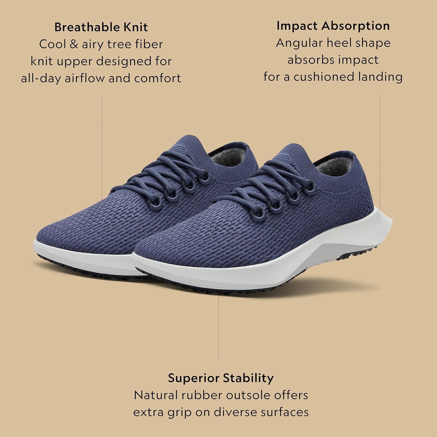 image:imageAllbirds Womens Tree Dasher 2 Active Running amp Walking SneakersHazy Indigo Blizzard Sole