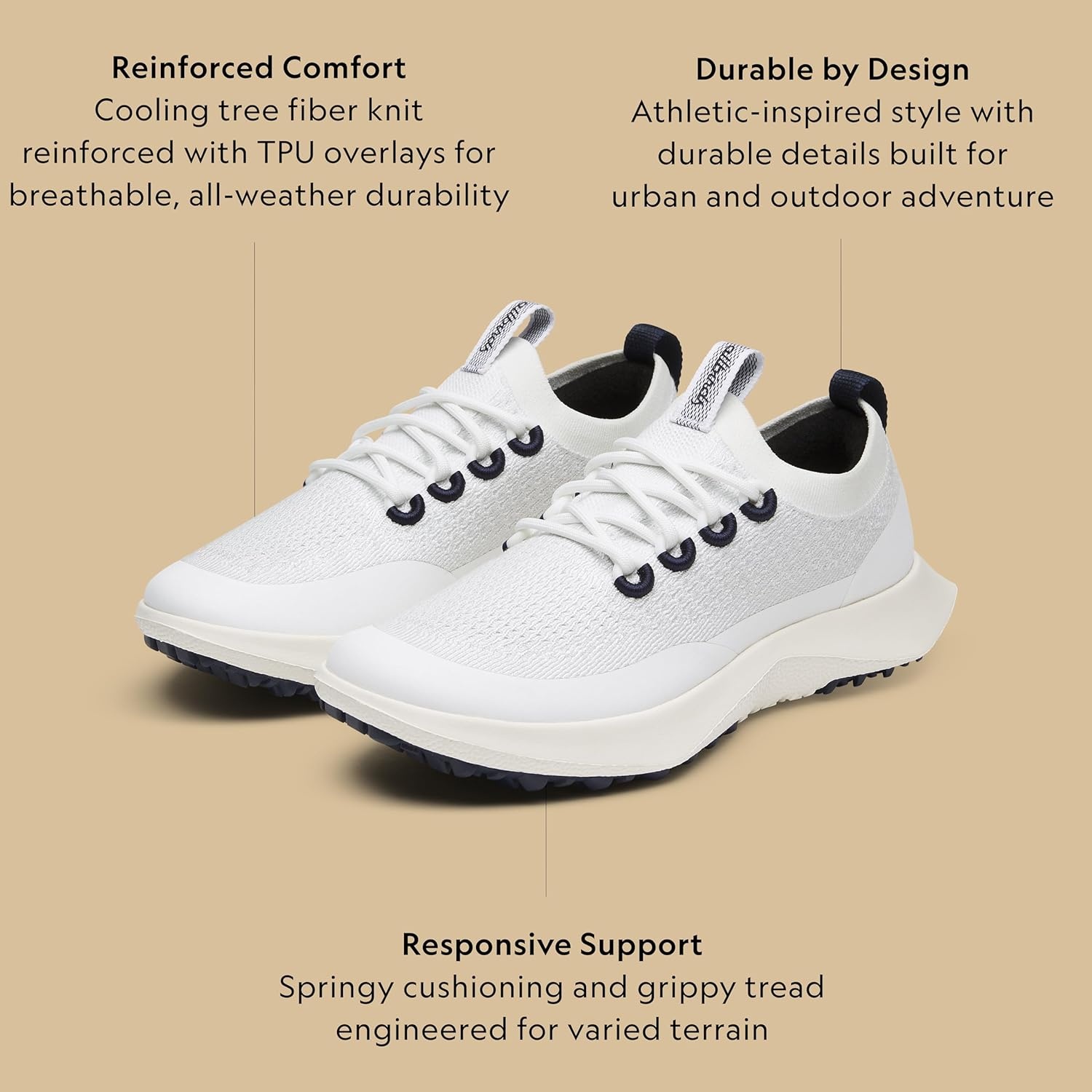 image:imageAllbirds Womens Tree Dasher 2 Utility TrailReady Active SneakerBlizzard Deep Navy Natural White Sole