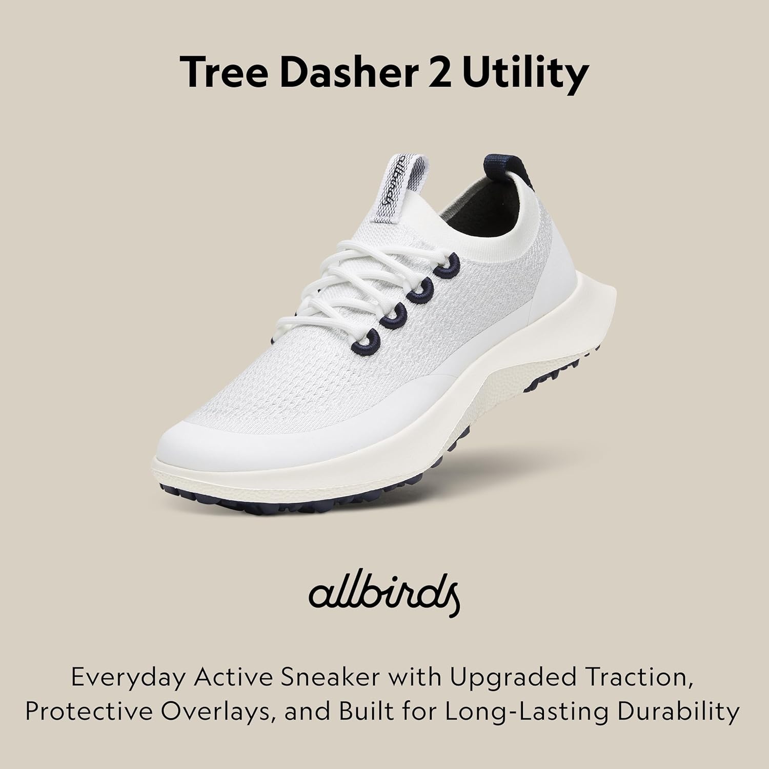 image:imageAllbirds Womens Tree Dasher 2 Utility TrailReady Active SneakerBlizzard Deep Navy Natural White Sole