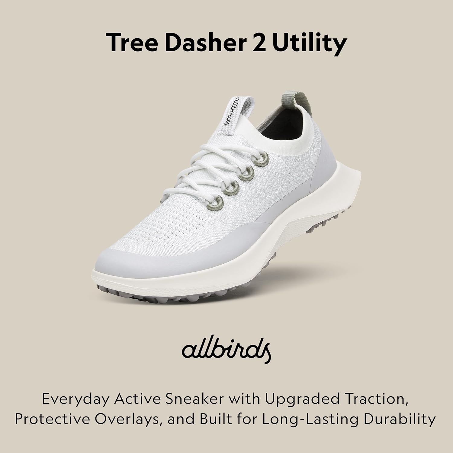 image:imageAllbirds Womens Tree Dasher 2 Utility TrailReady Active SneakerBlizzard Hazy Pine Natural White Sole