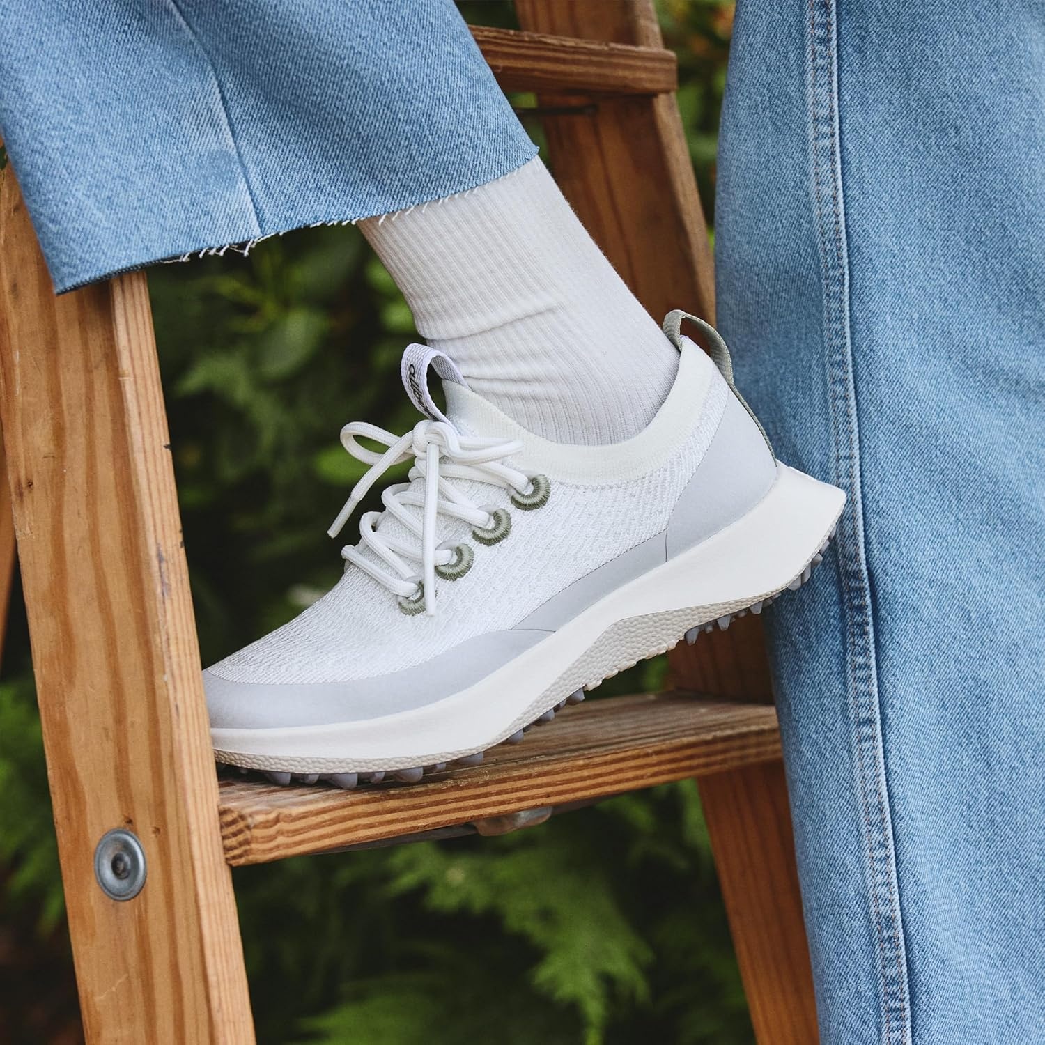 image:imageAllbirds Womens Tree Dasher 2 Utility TrailReady Active SneakerBlizzard Hazy Pine Natural White Sole