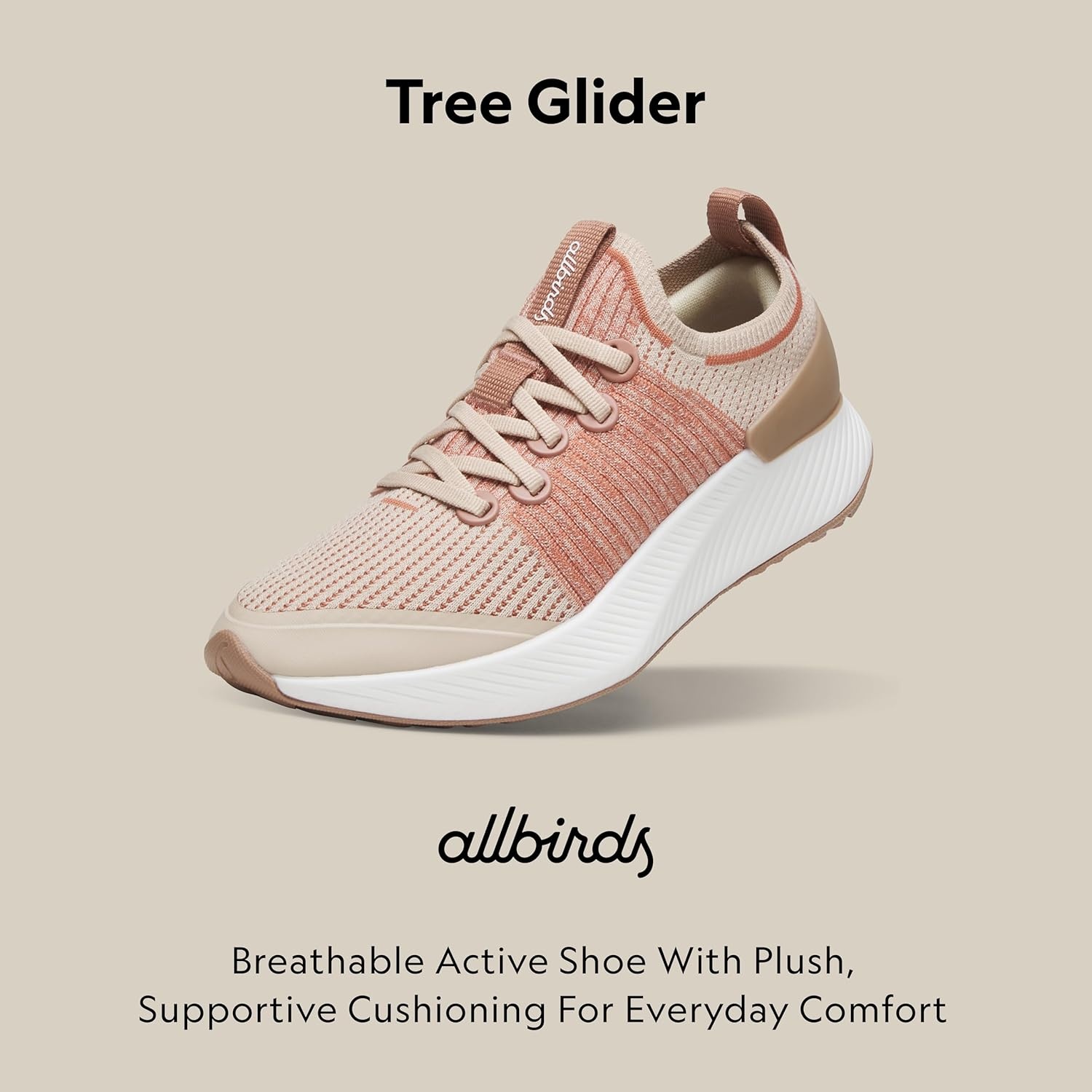 image:imageAllbirds Womens Tree Glider Everyday Active SneakersBeige Blush Blizzard Sole