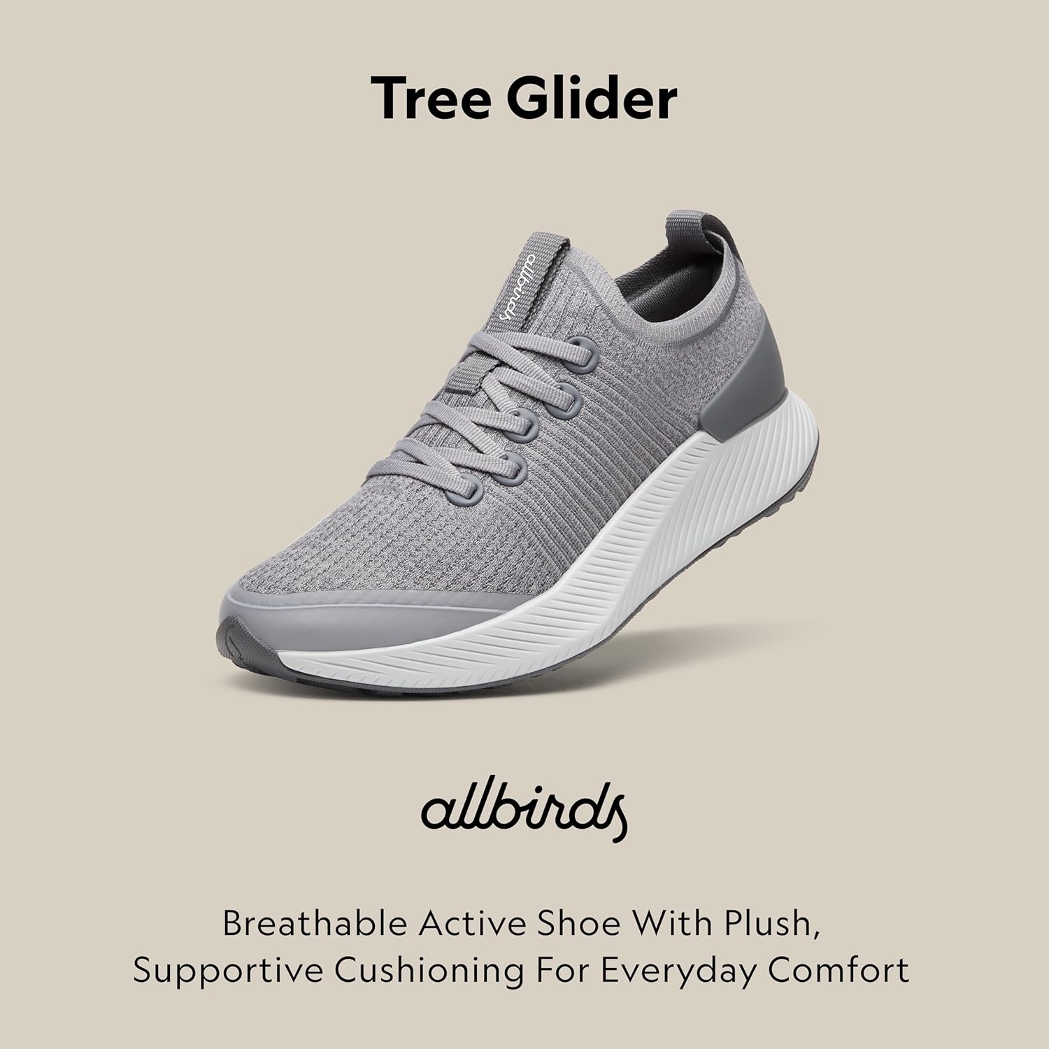 image:imageAllbirds Womens Tree Glider Everyday Active SneakersMedium Grey Light Grey Sole