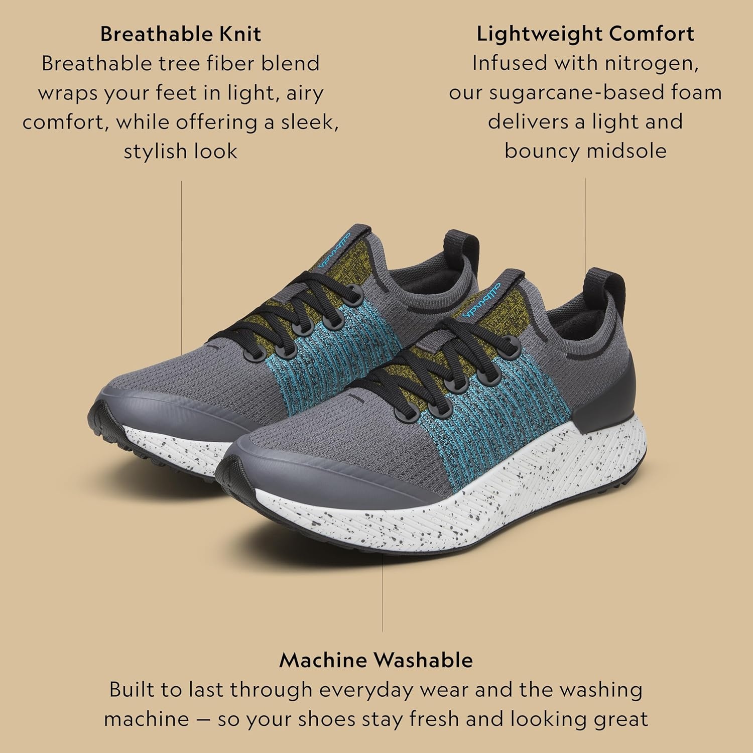 image:imageAllbirds Womens Tree Glider Everyday Active SneakersStormy Grey Multi Blizzard Sole