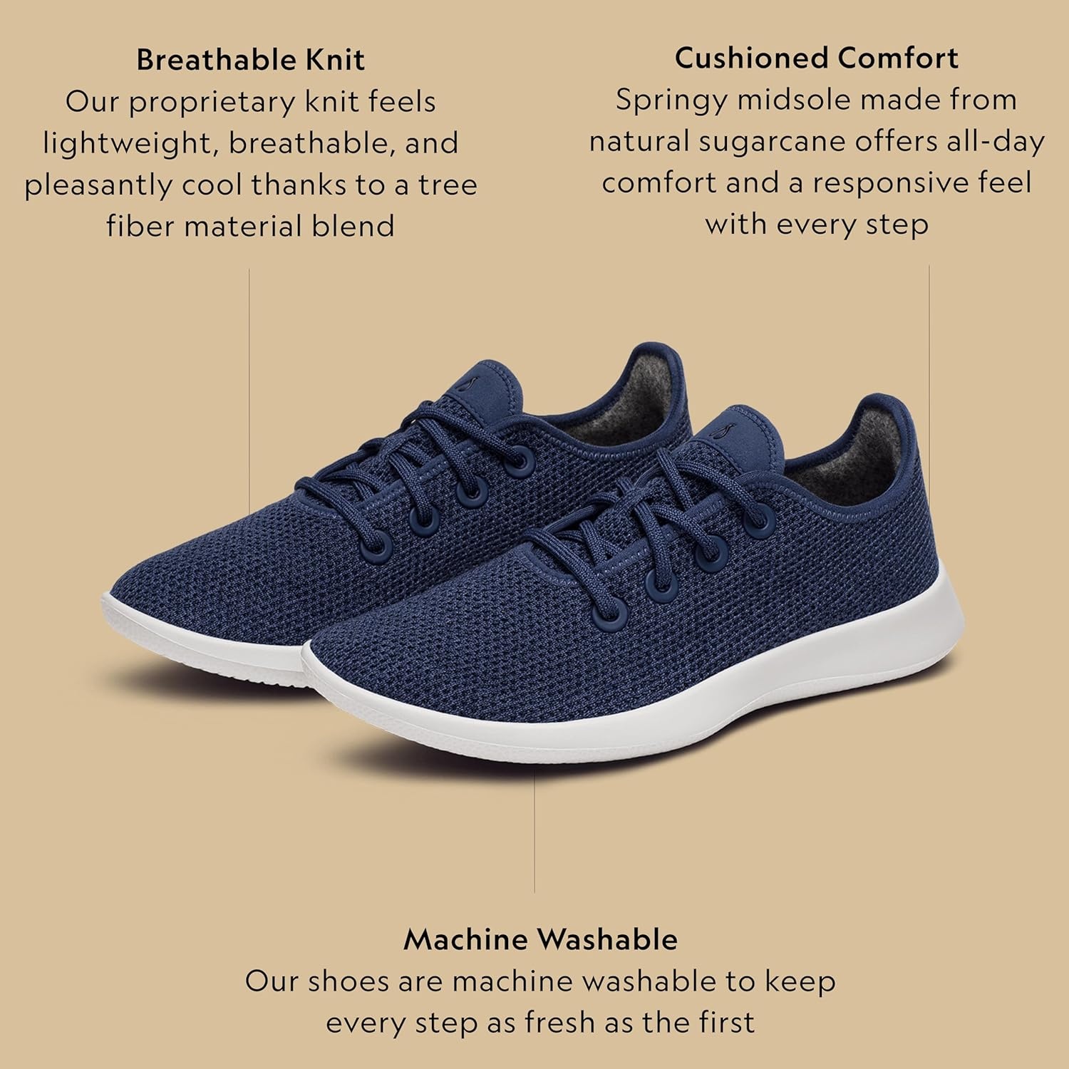 image:imageAllbirds Womens Tree Runner Everyday Sneakers Machine Washable Shoe Made with Natural MaterialsHazy Indigo Blizzard Sole
