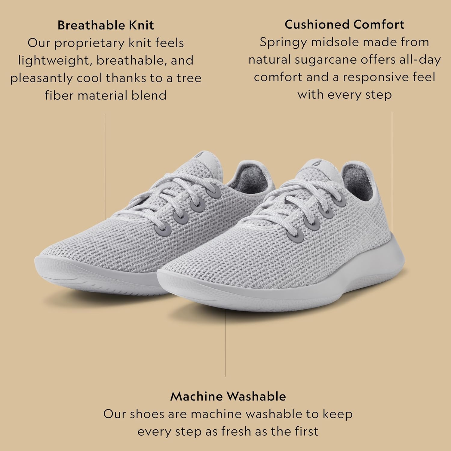 image:imageAllbirds Womens Tree Runner Everyday Sneakers Machine Washable Shoe Made with Natural MaterialsLight Grey Light Grey Sole