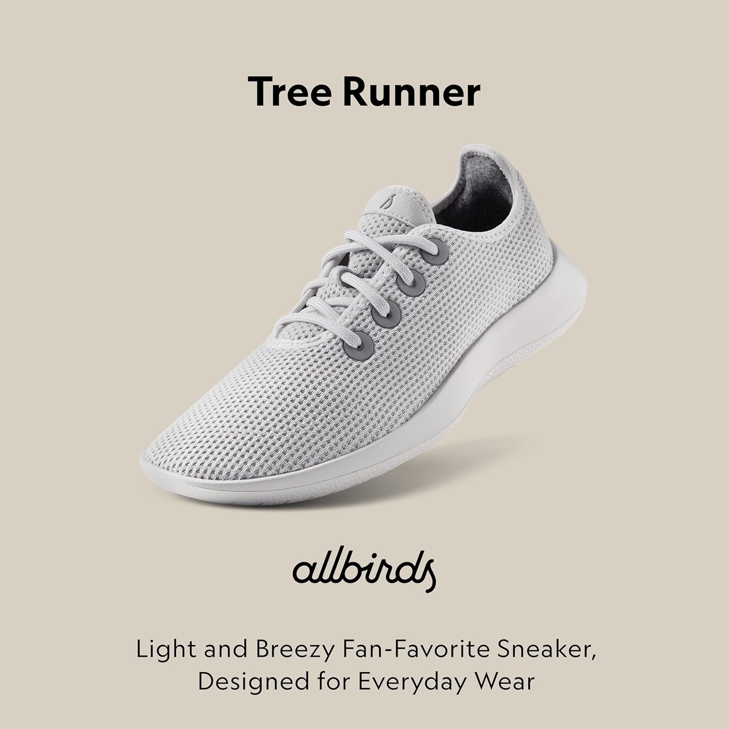 image:imageAllbirds Womens Tree Runner Everyday Sneakers Machine Washable Shoe Made with Natural MaterialsLight Grey Light Grey Sole