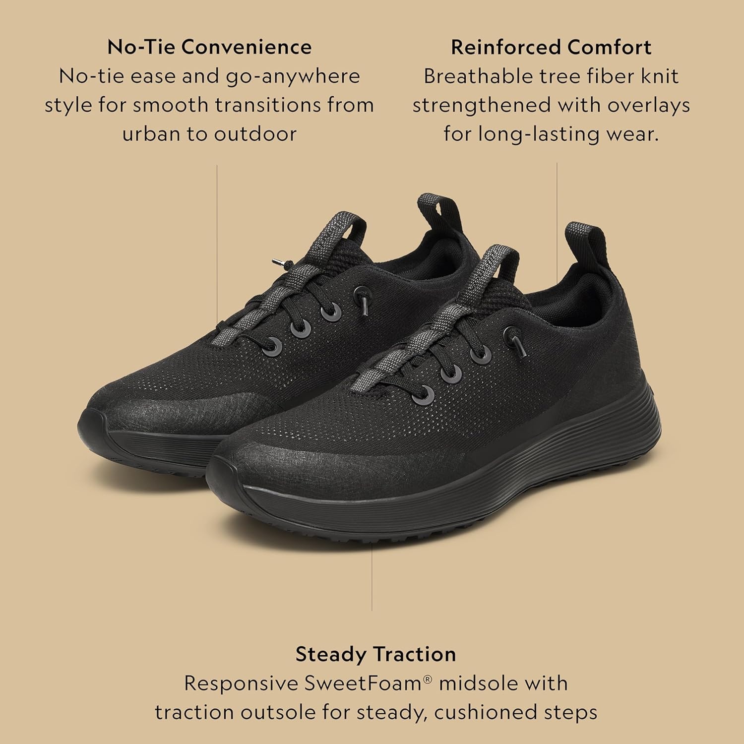 image:imageAllbirds Womens Tree Runner Go Utility Rugged Everyday SneakerNatural Black Natural Black Sole
