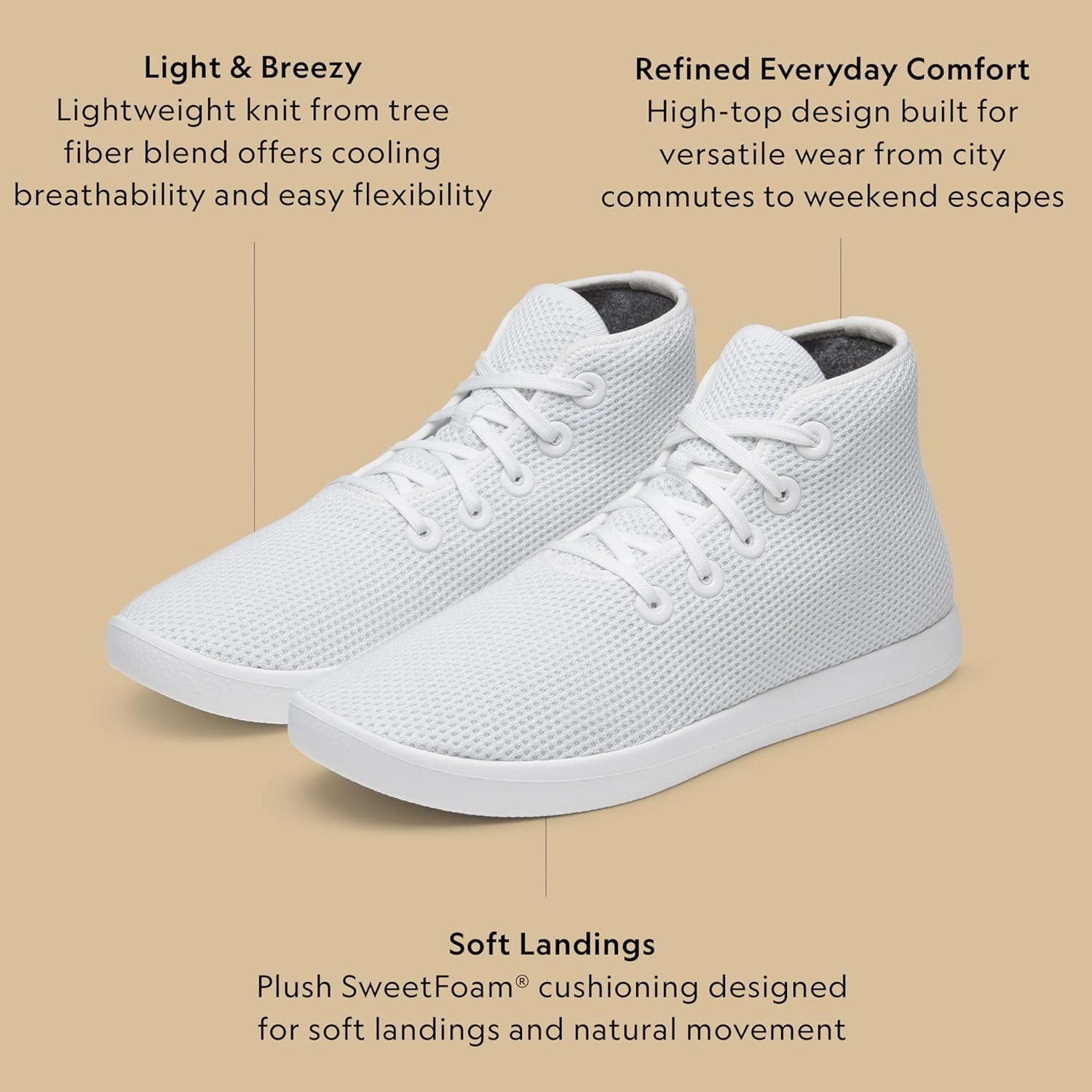 image:imageAllbirds Womens Tree Topper Lightweight HighTop Sneaker Breathable Everyday Casual ShoesBlizzard Blizzard Sole