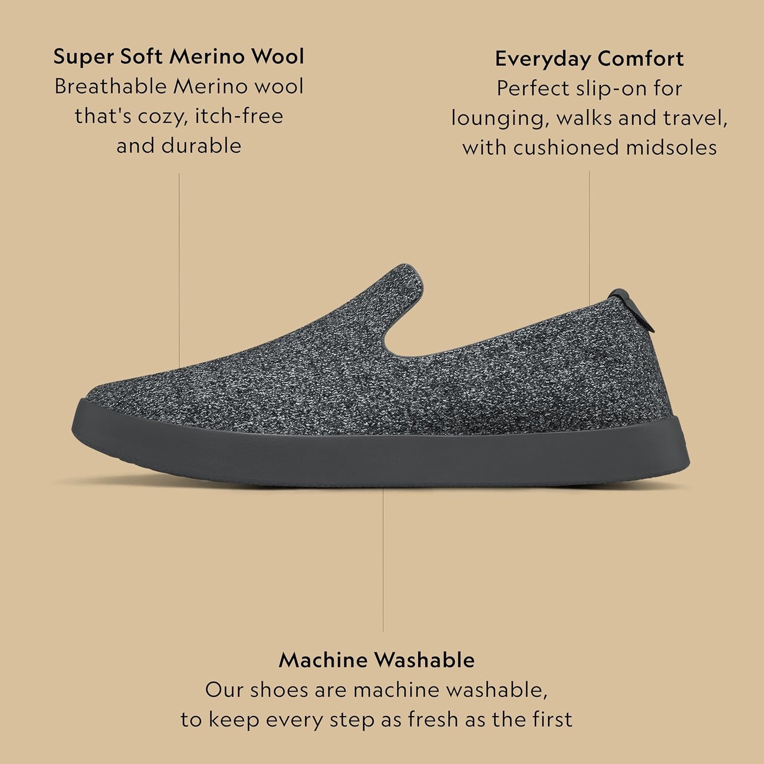 image:imageAllbirds Womens Wool Lounger Everyday SlipOn SneakersNatural Grey Natural Grey Sole