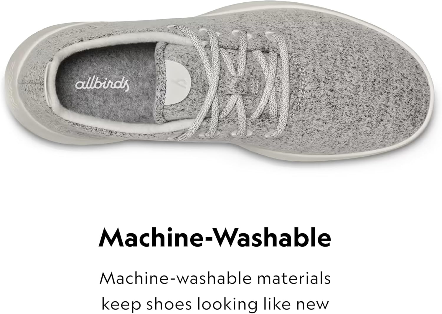 image:imageAllbirds Womens Wool Runner Everyday Sneakers Machine Washable Shoe Made with Natural MaterialsDapple Grey Cream Sole