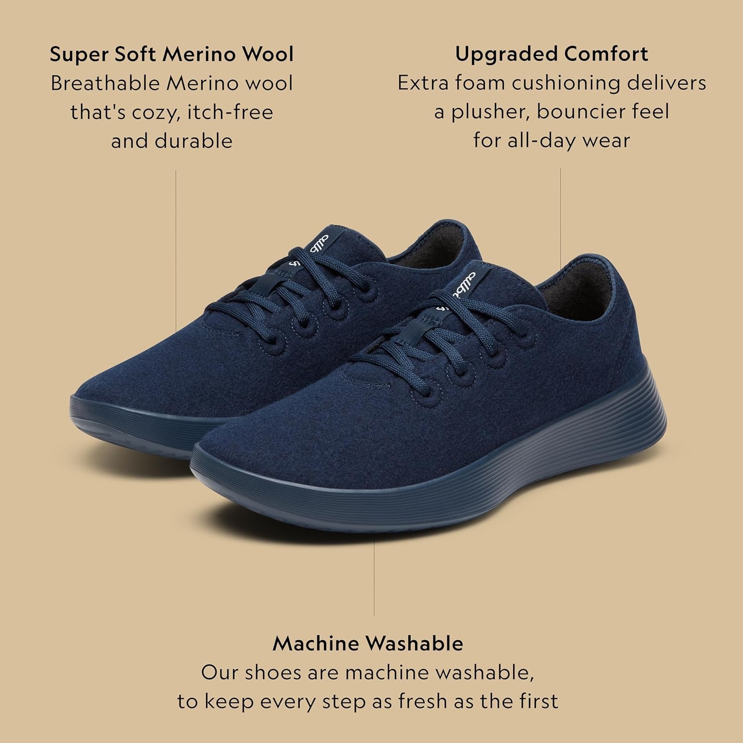 image:imageAllbirds Womens Wool Runner Go Breathable Merino Wool SneakersDeep Navy True Navy Sole