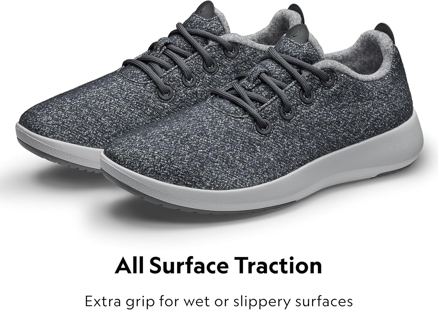 image:imageAllbirds Womens Wool Runner Mizzle WaterRepellent Breathable Casual Walking Sneakers Made with EcoFriendly Merino WoolDark Grey Light Grey Sole